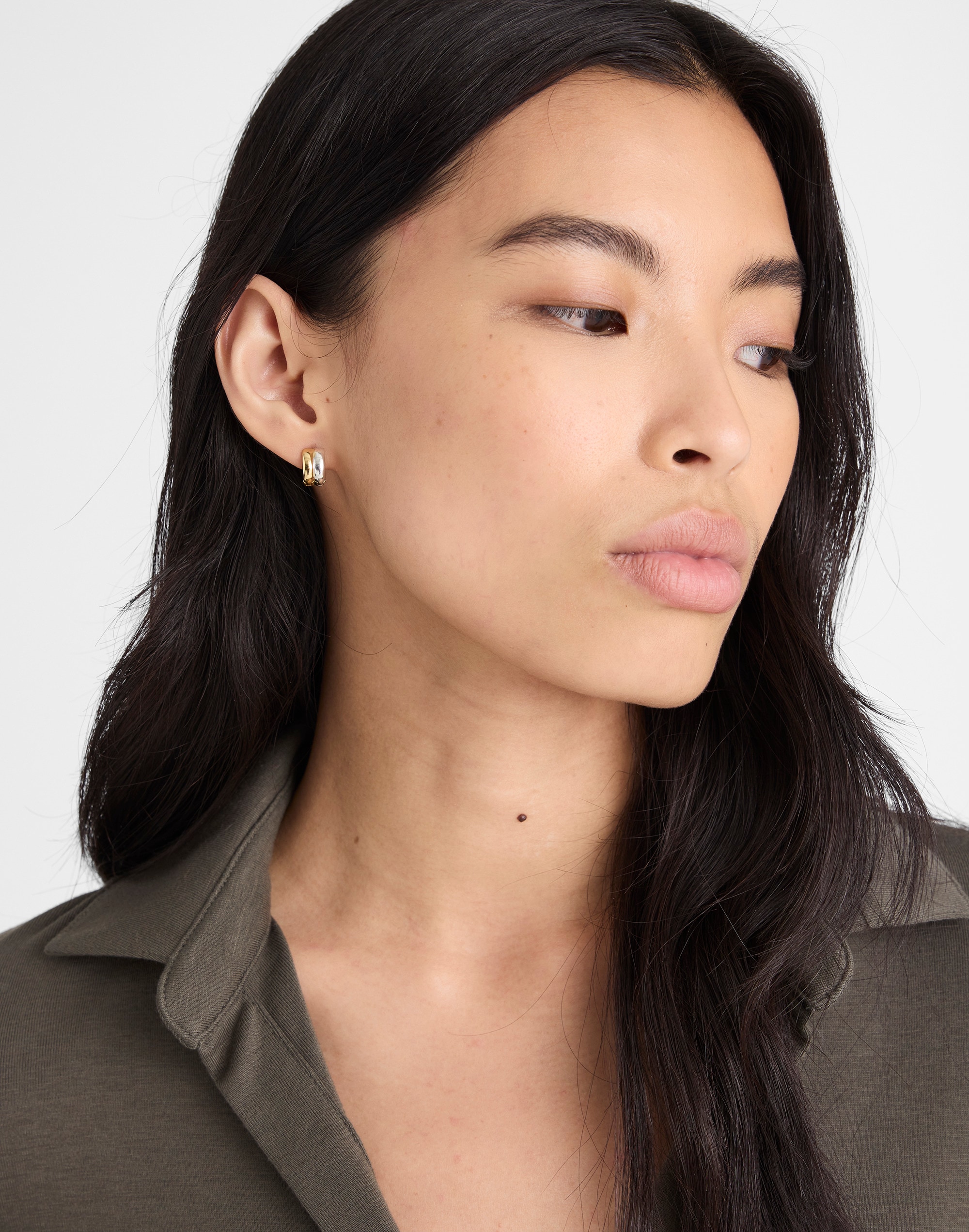 Demi-Fine Mixed-Metal Chunky Huggie Earrings Alternate Image 2