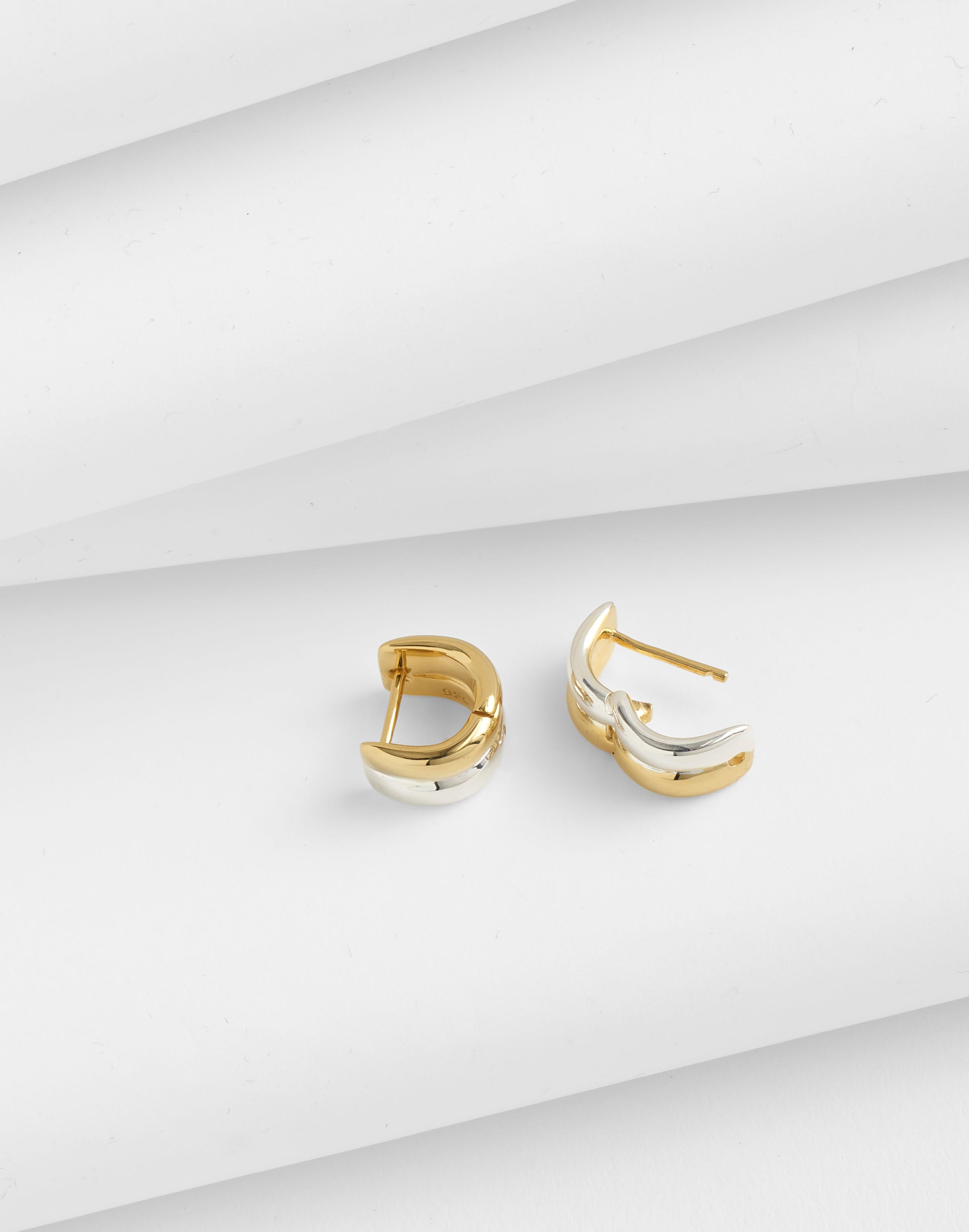 Demi-Fine Mixed-Metal Chunky Huggie Earrings