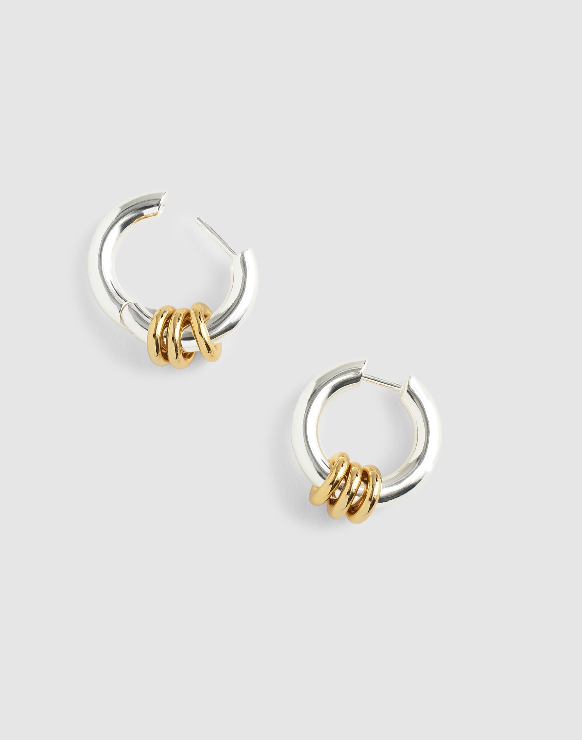 Mixed-Metal Triple-Ring Hoop Earrings