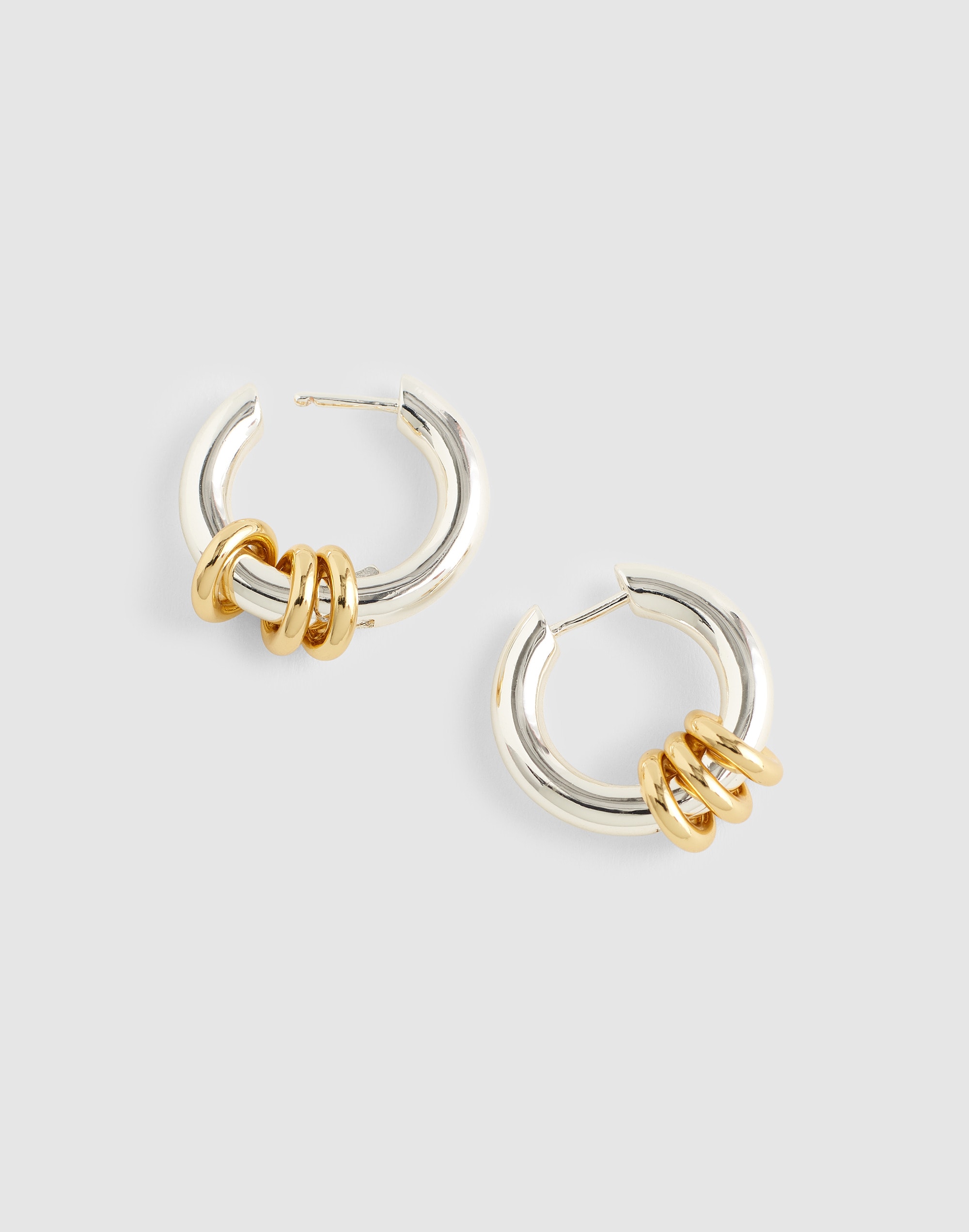 Mixed-Metal Triple-Ring Hoop Earrings