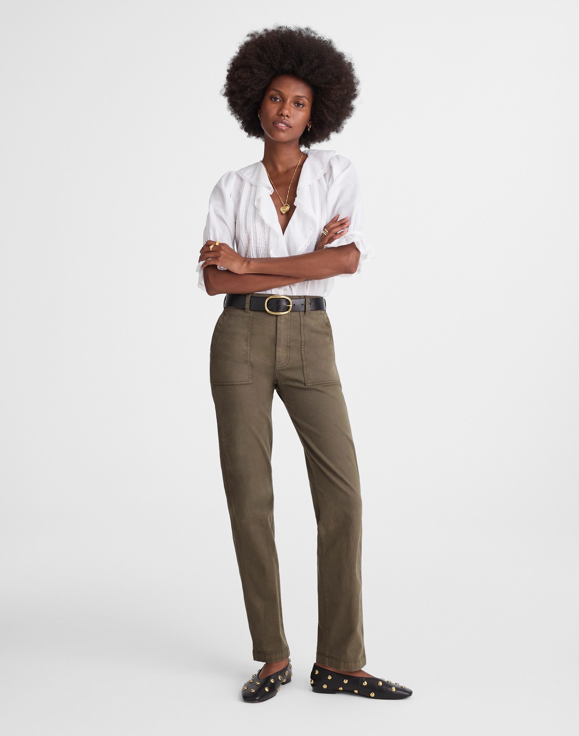 The Petite Utility Straight-Leg Pants