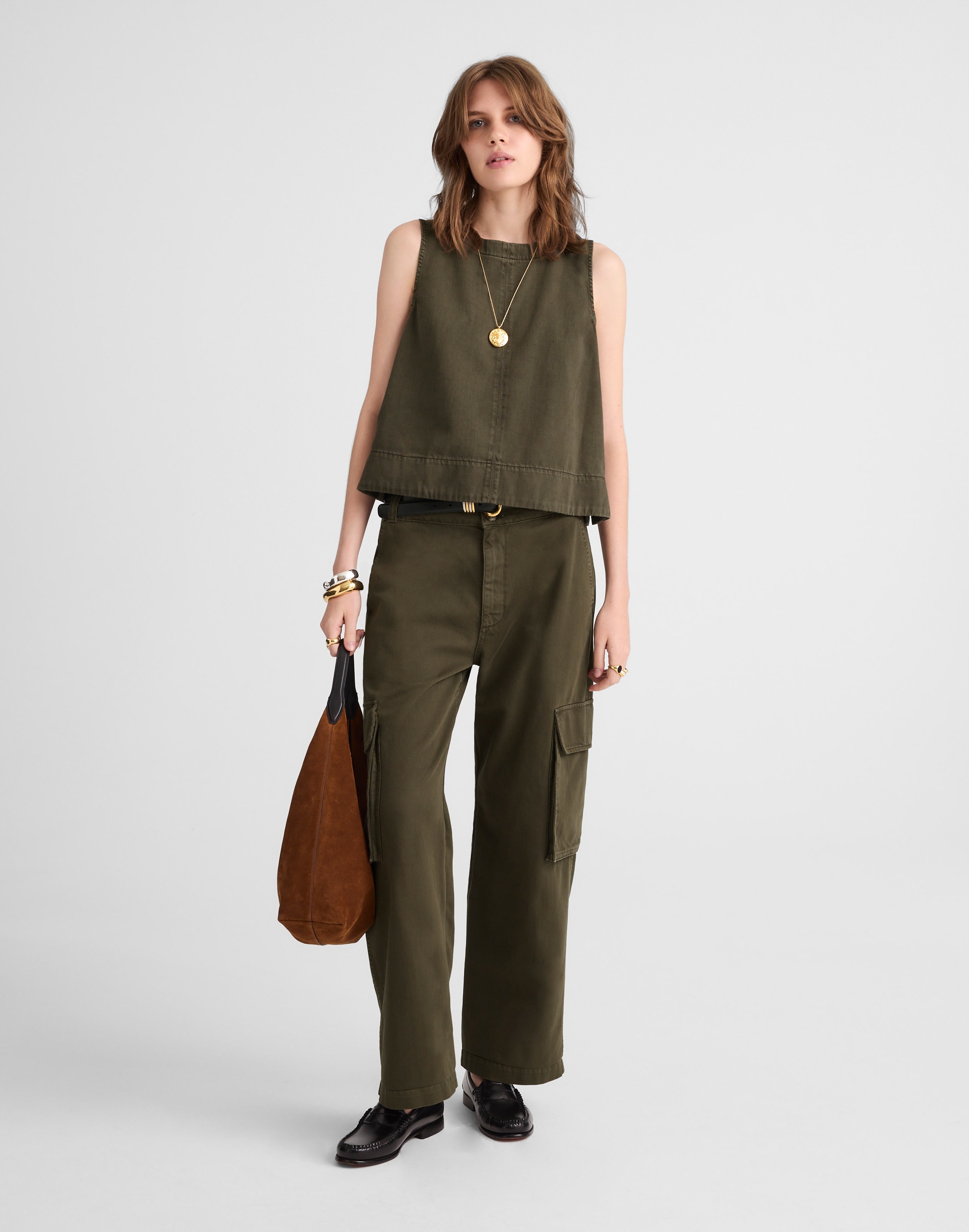 utility wide-leg trousers