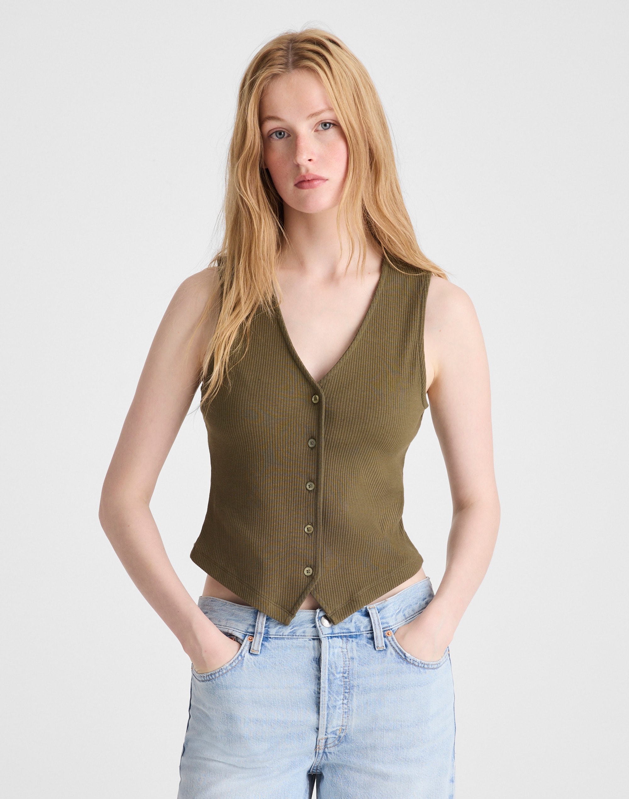 ribbed v-neck vest