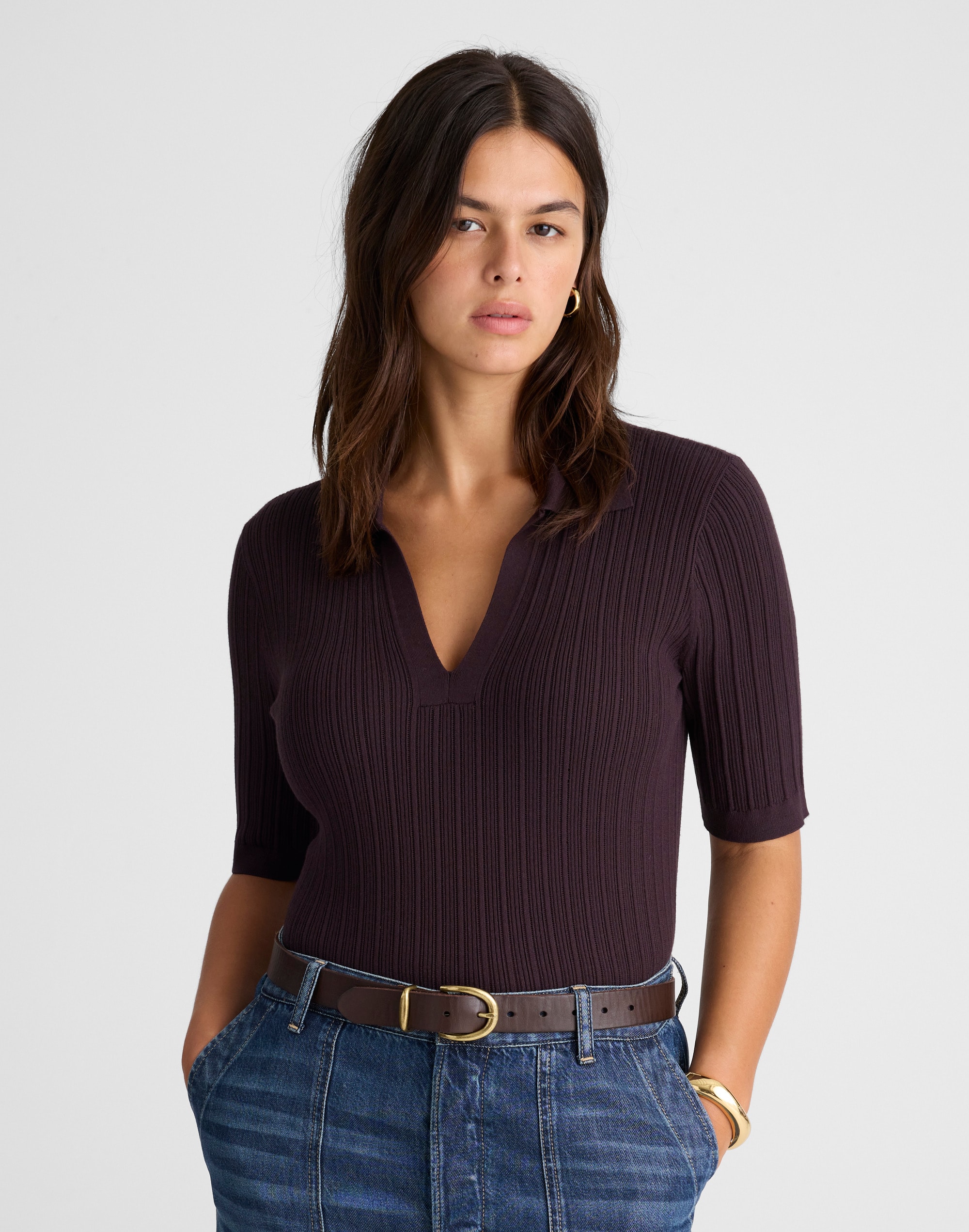 the signature knit johnny-collar sweater