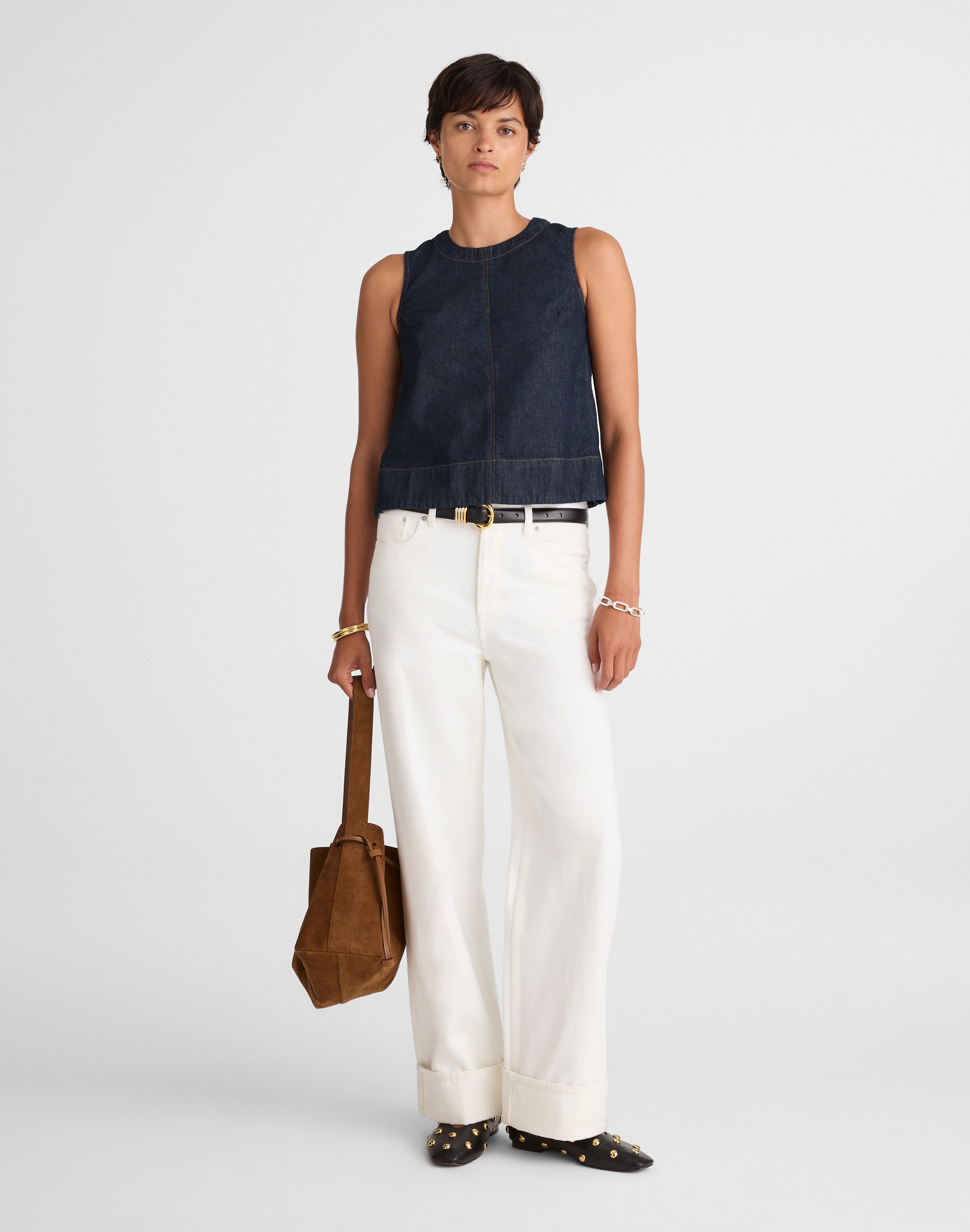 Denim Boxy Shell Top