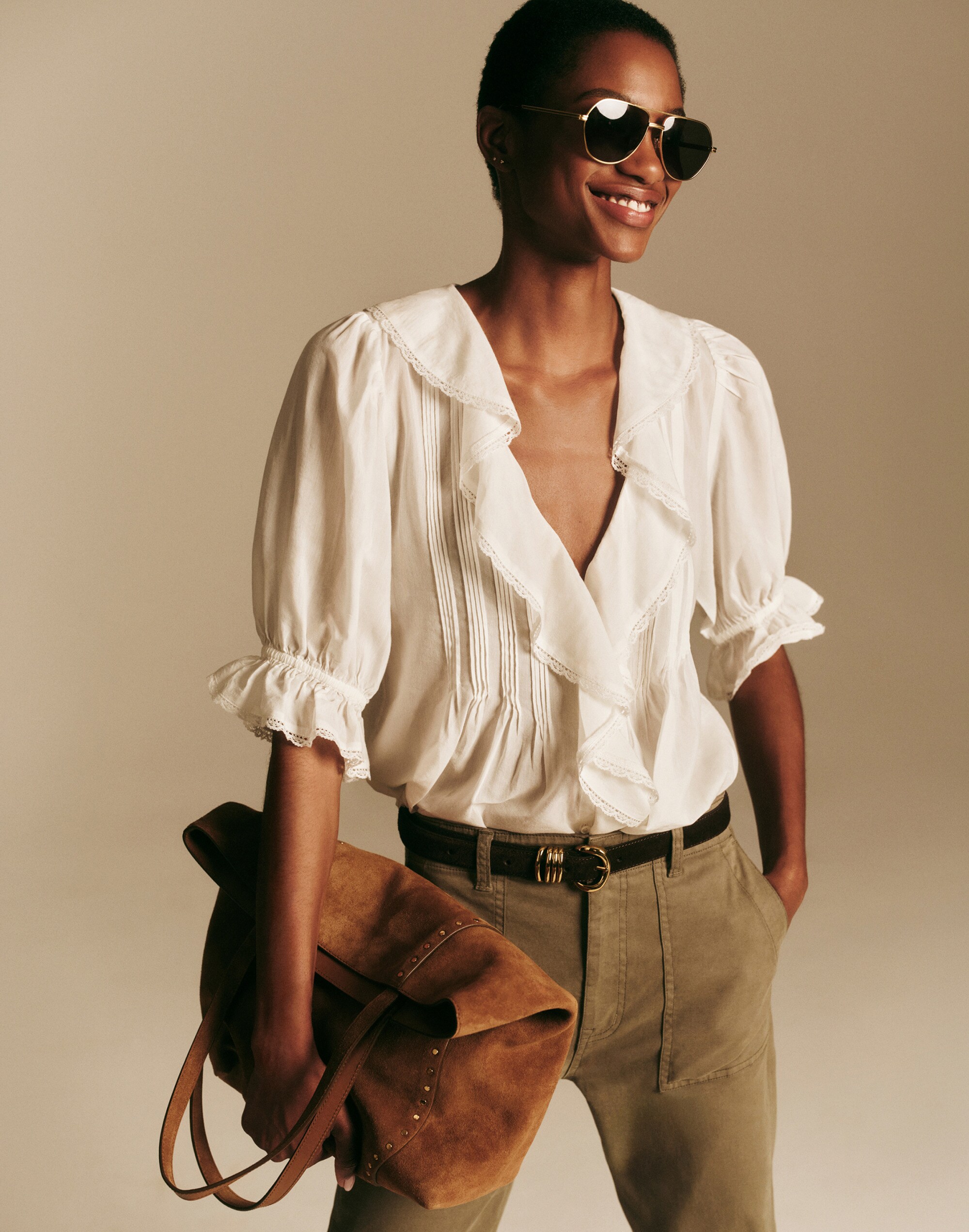Pintucked Ruffled Puff-Sleeve Top | Madewell