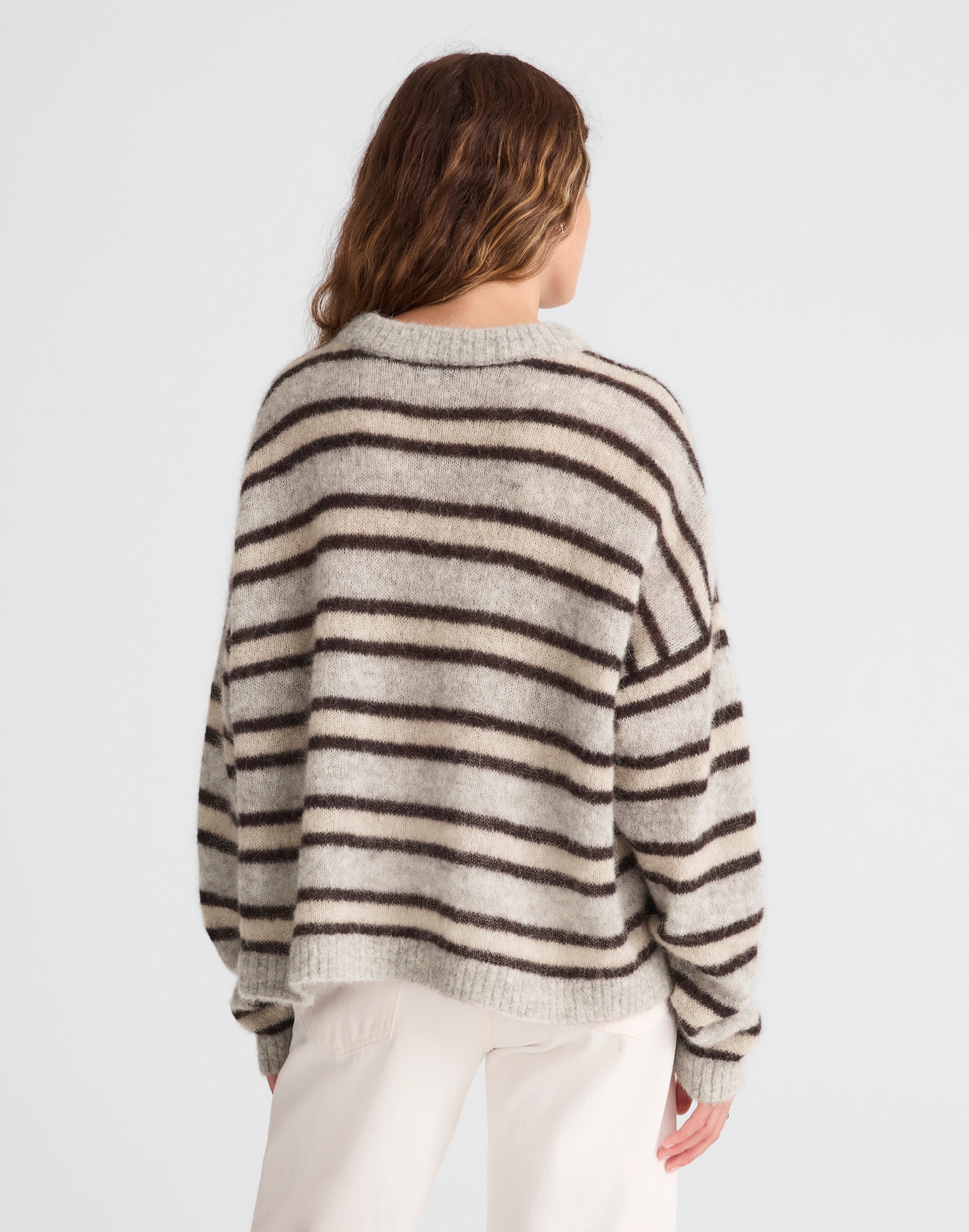 Striped Pullover Sweater in Alpaca Blend Alternate Image 4