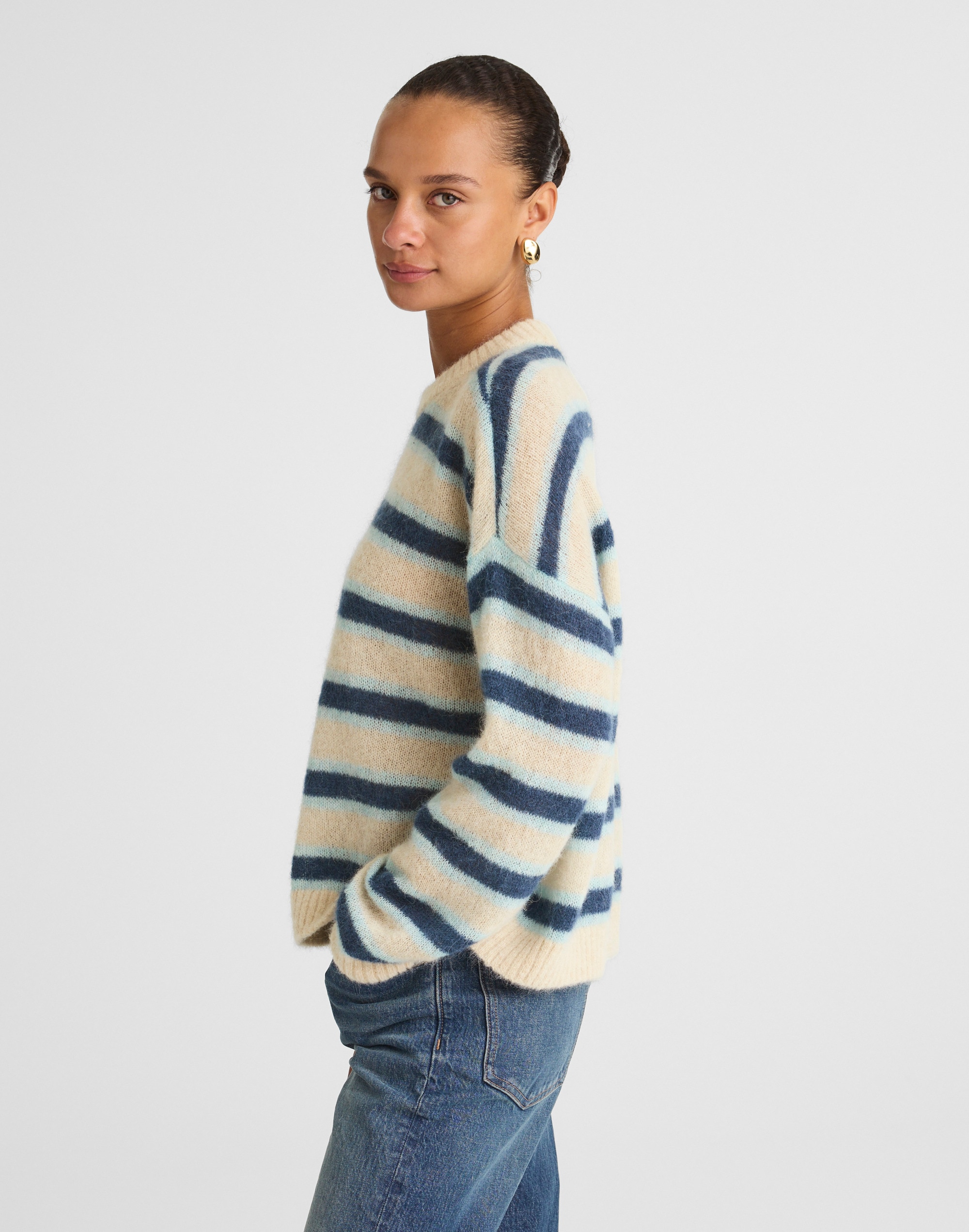 Striped Pullover Sweater in Alpaca Blend