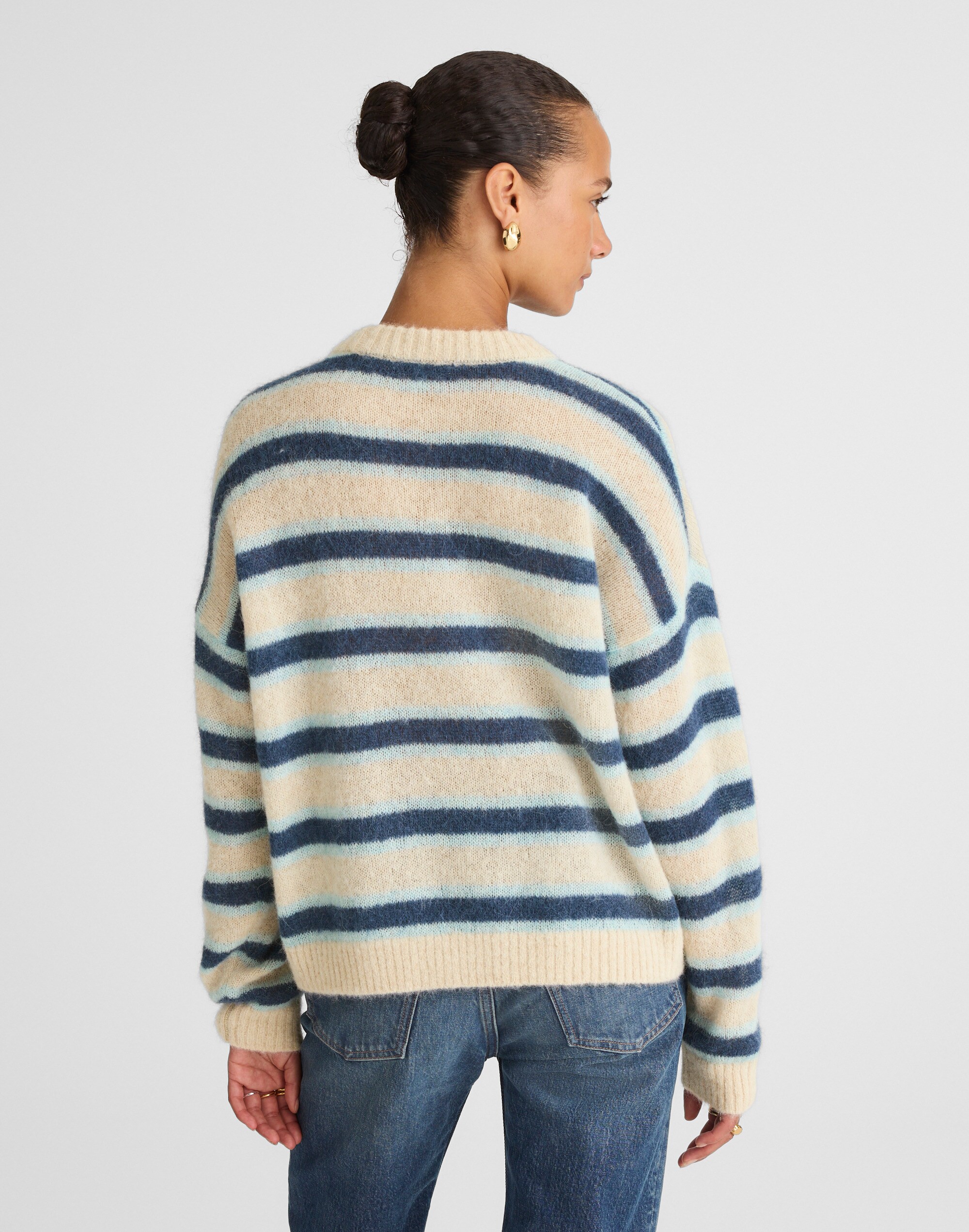 Striped Pullover Sweater in Alpaca Blend Alternate Image 4