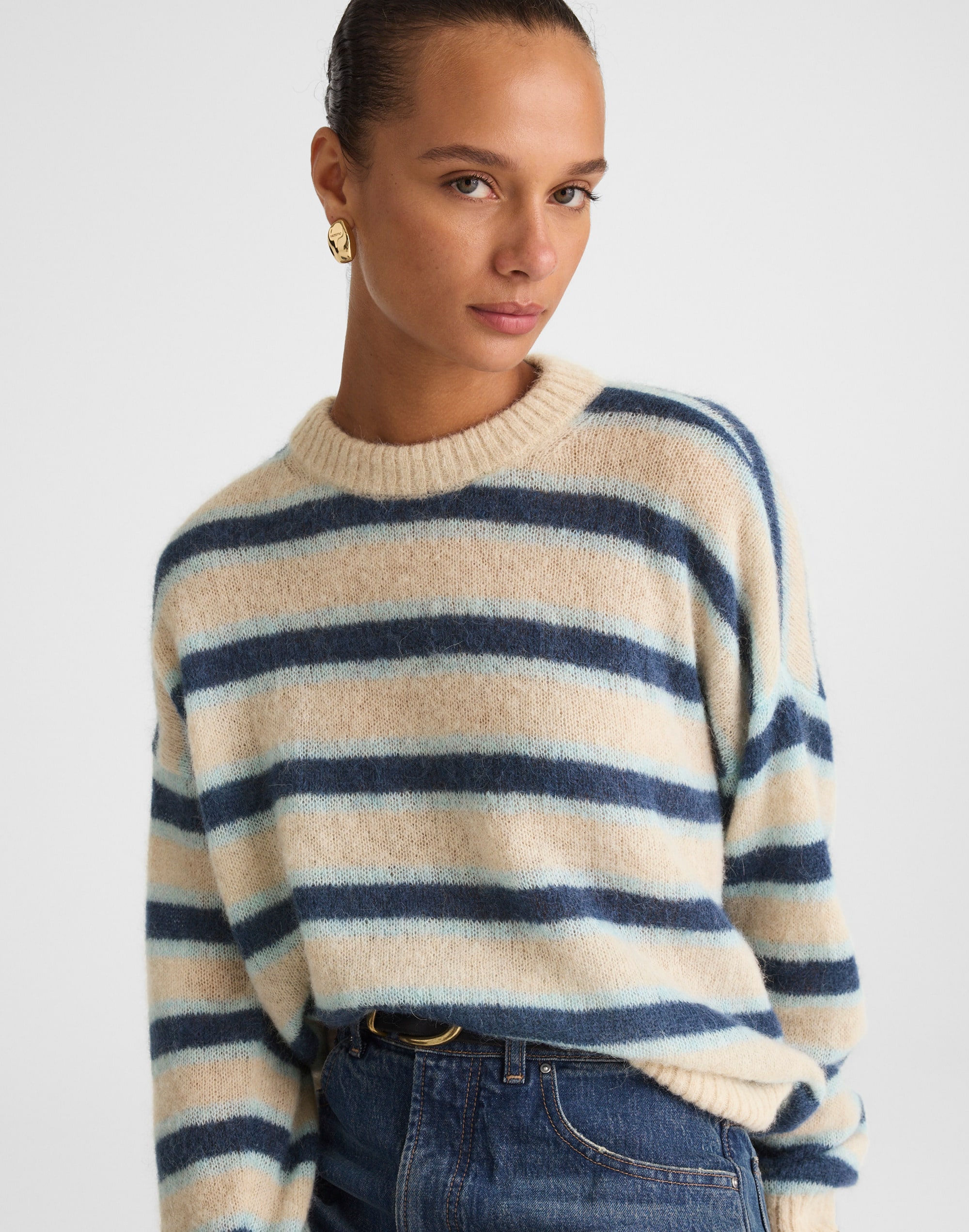 Striped Pullover Sweater in Alpaca Blend