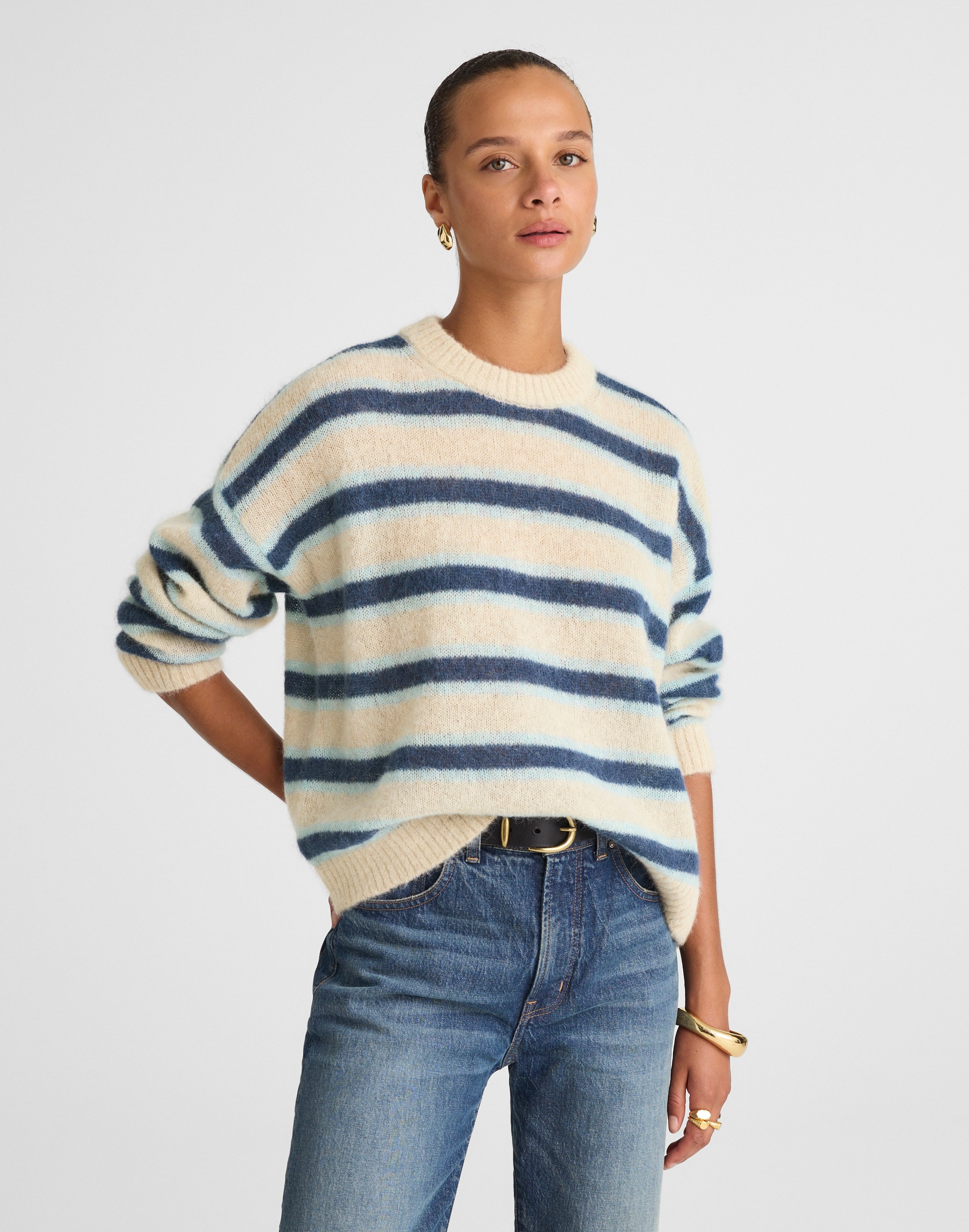 Striped Pullover Sweater in Alpaca Blend