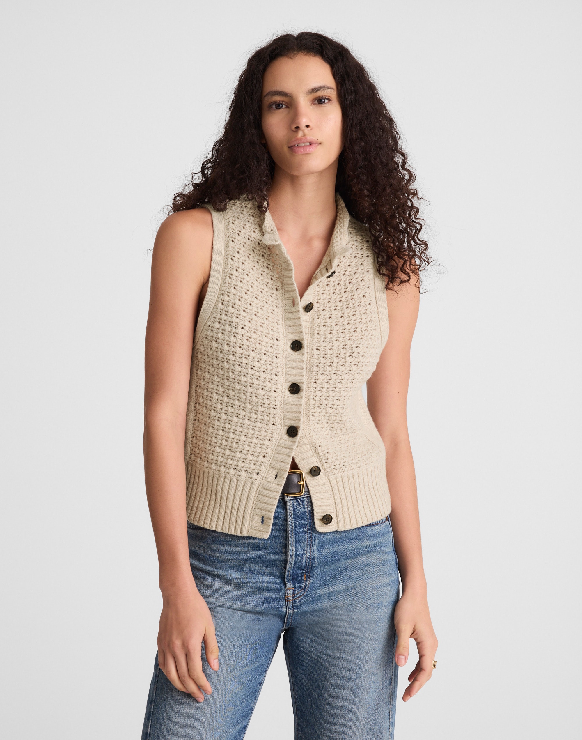 Ruffled Sleeveless Cardigan Top
