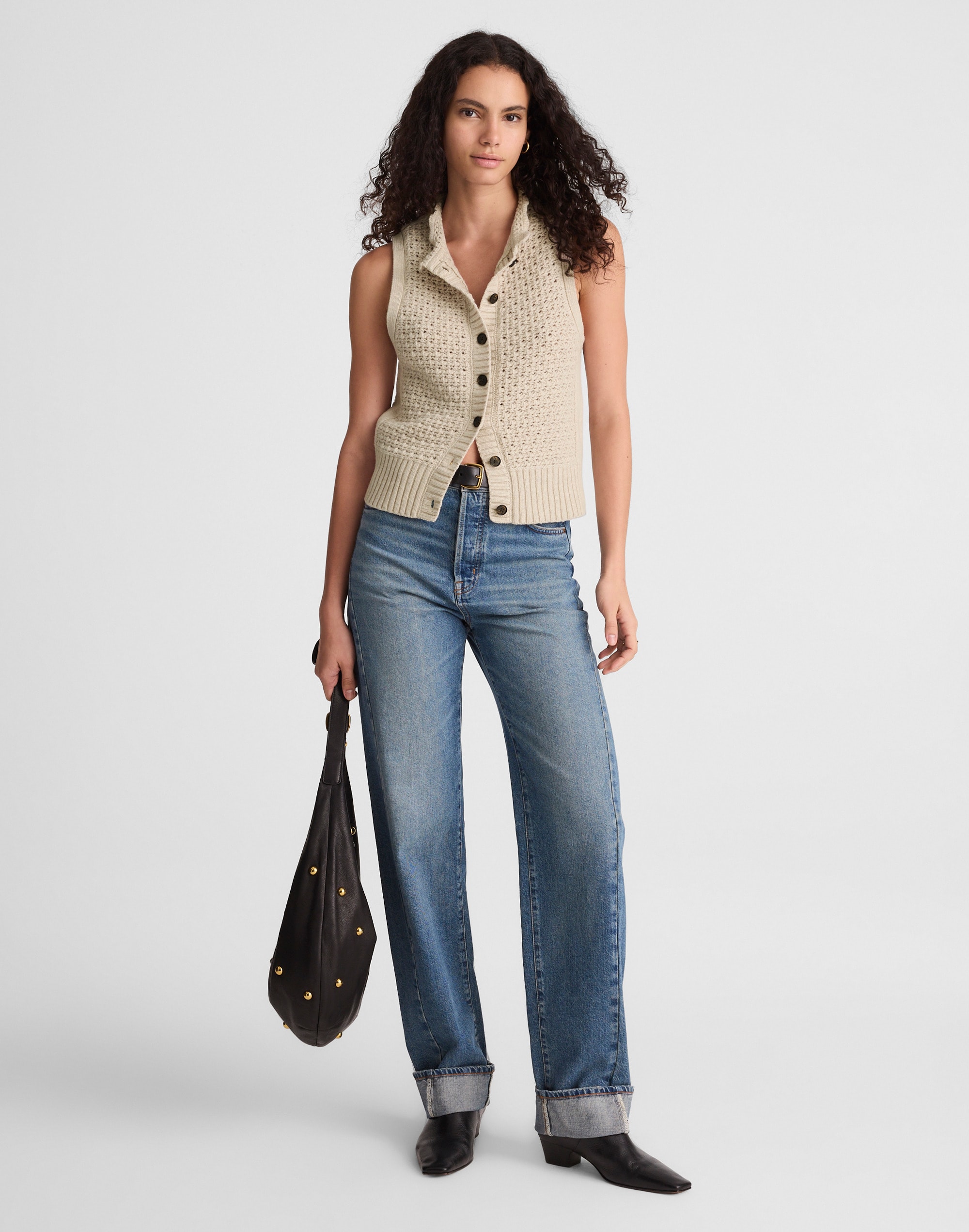 Ruffled Sleeveless Cardigan Top