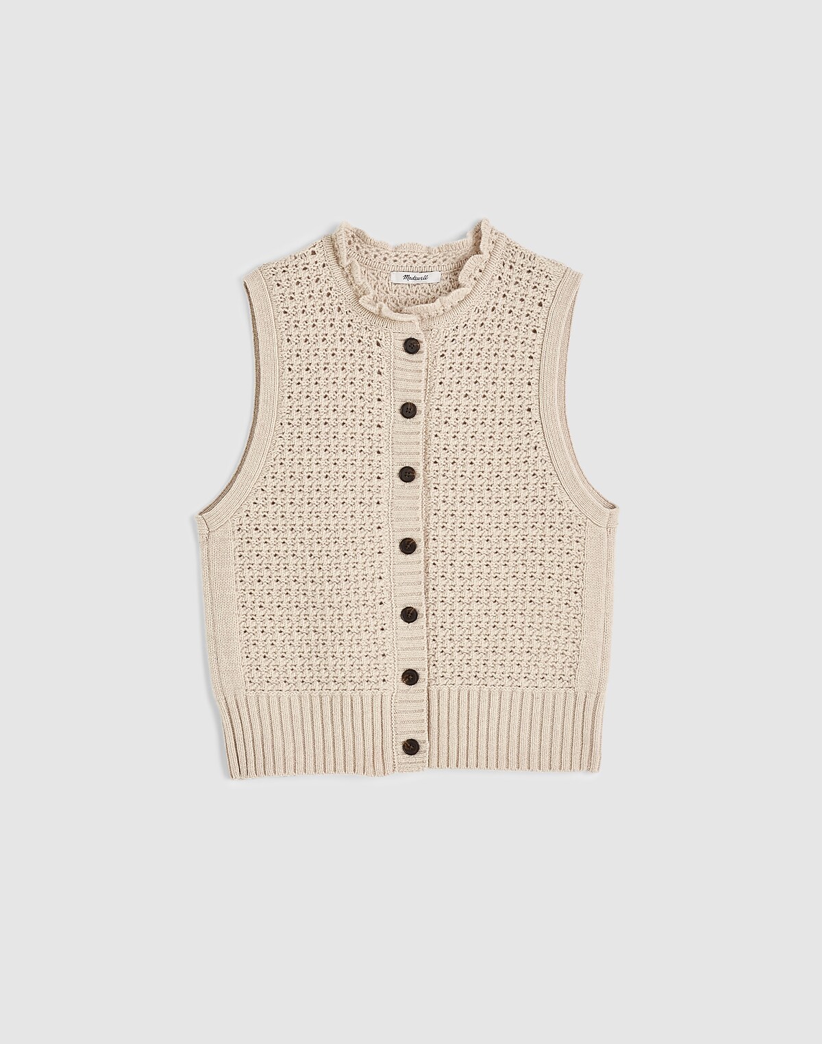 Ruffled Sleeveless Cardigan Top