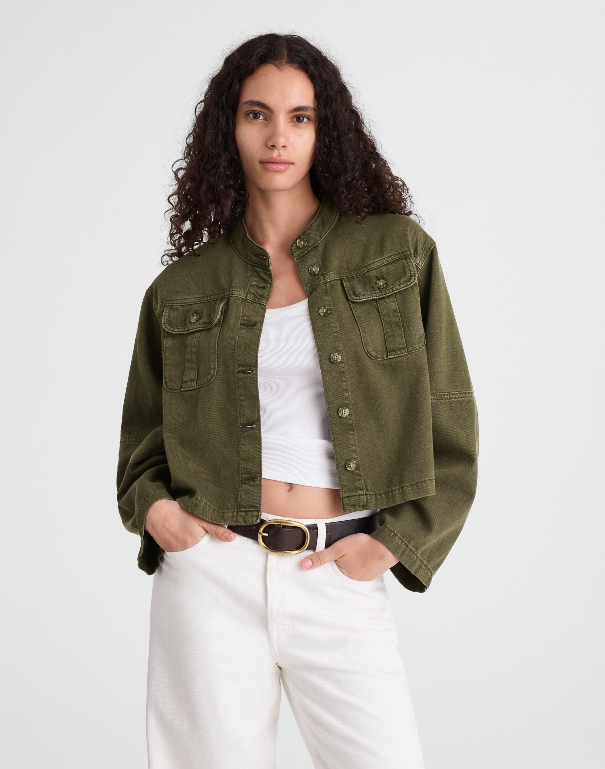 Garment-Dyed Cocoon-Sleeve Lady Jacket