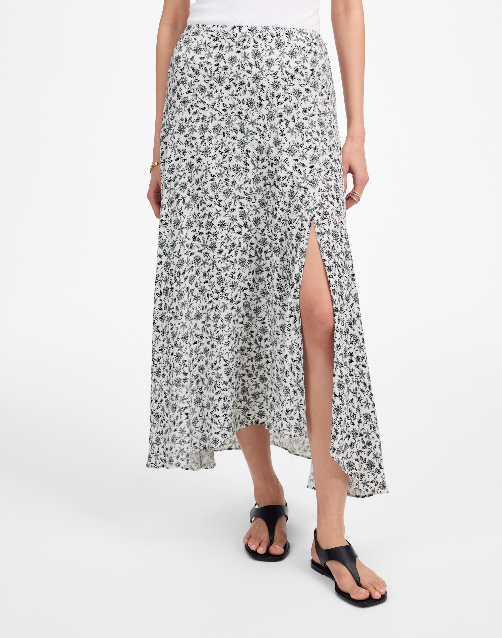 Midi Slip Skirt in Floral
