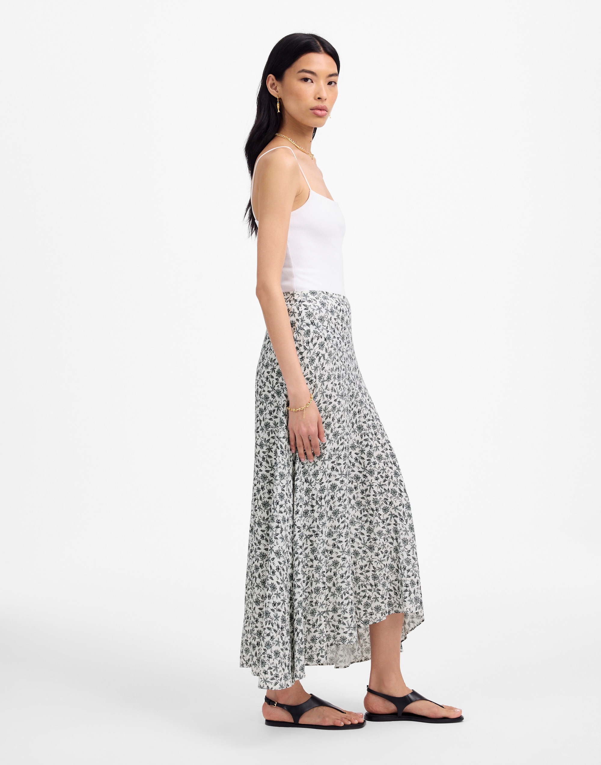 Midi Slip Skirt in Floral