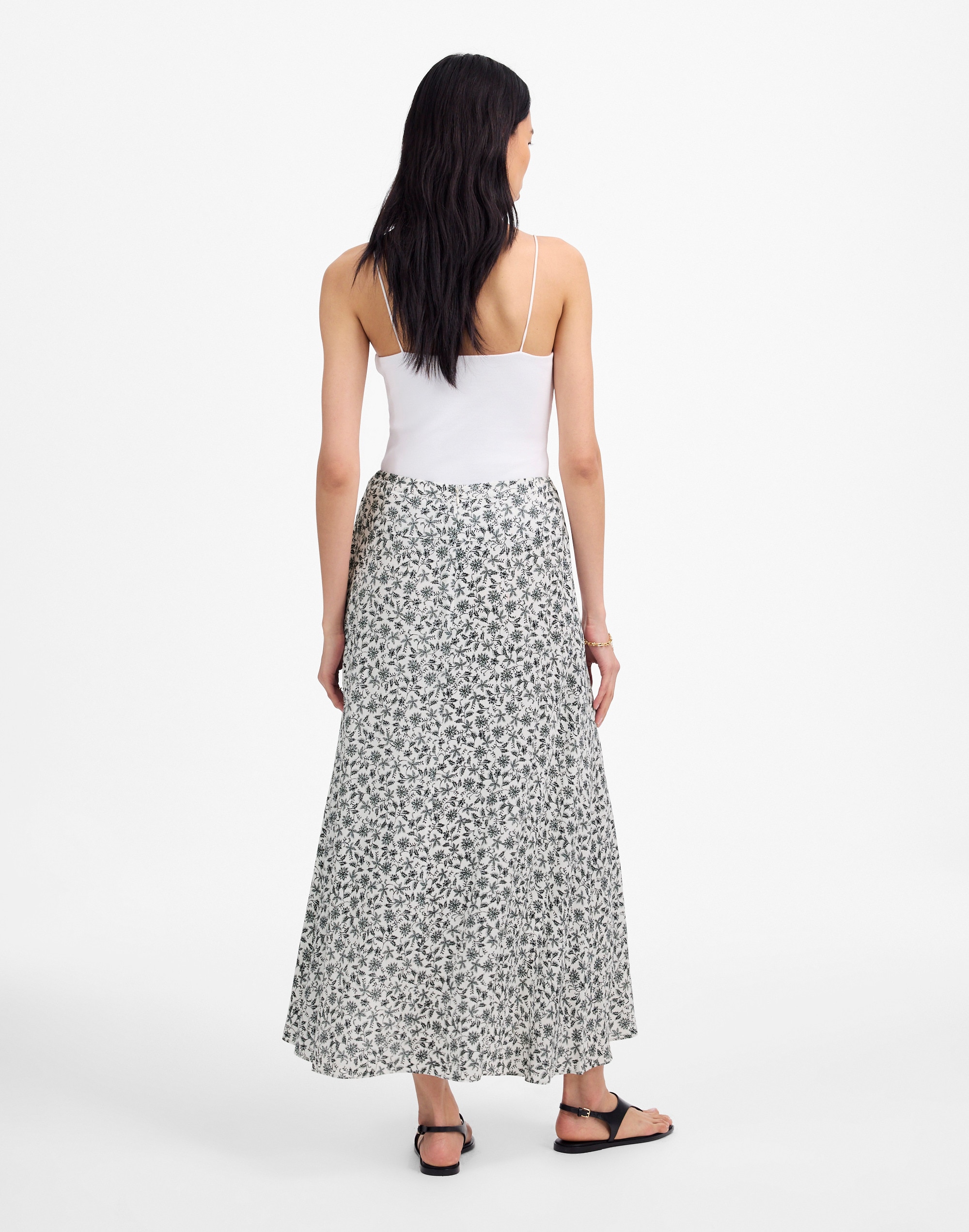 Midi Slip Skirt in Floral