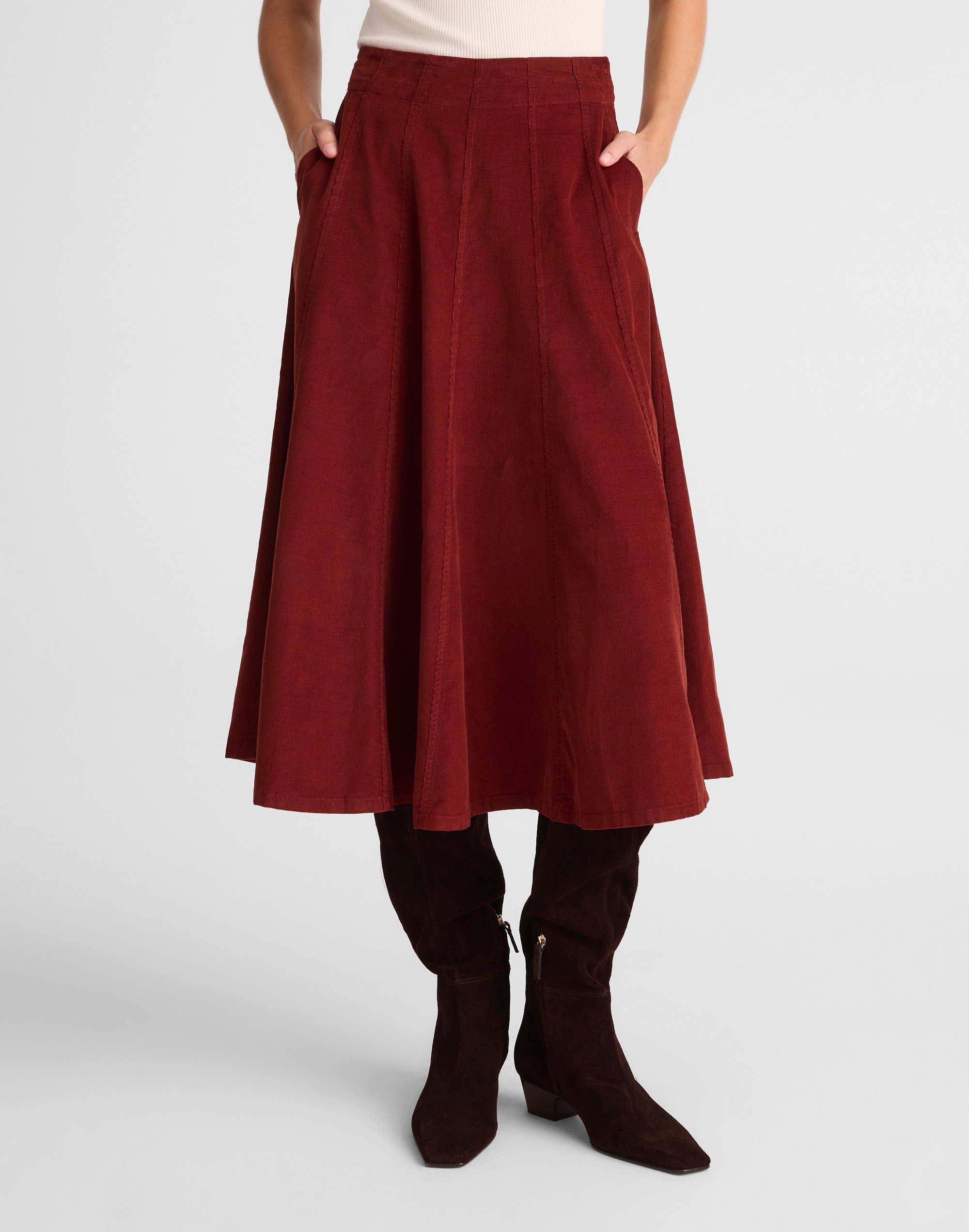 Drapey Corduroy Midi Skirt Alternate Image 1