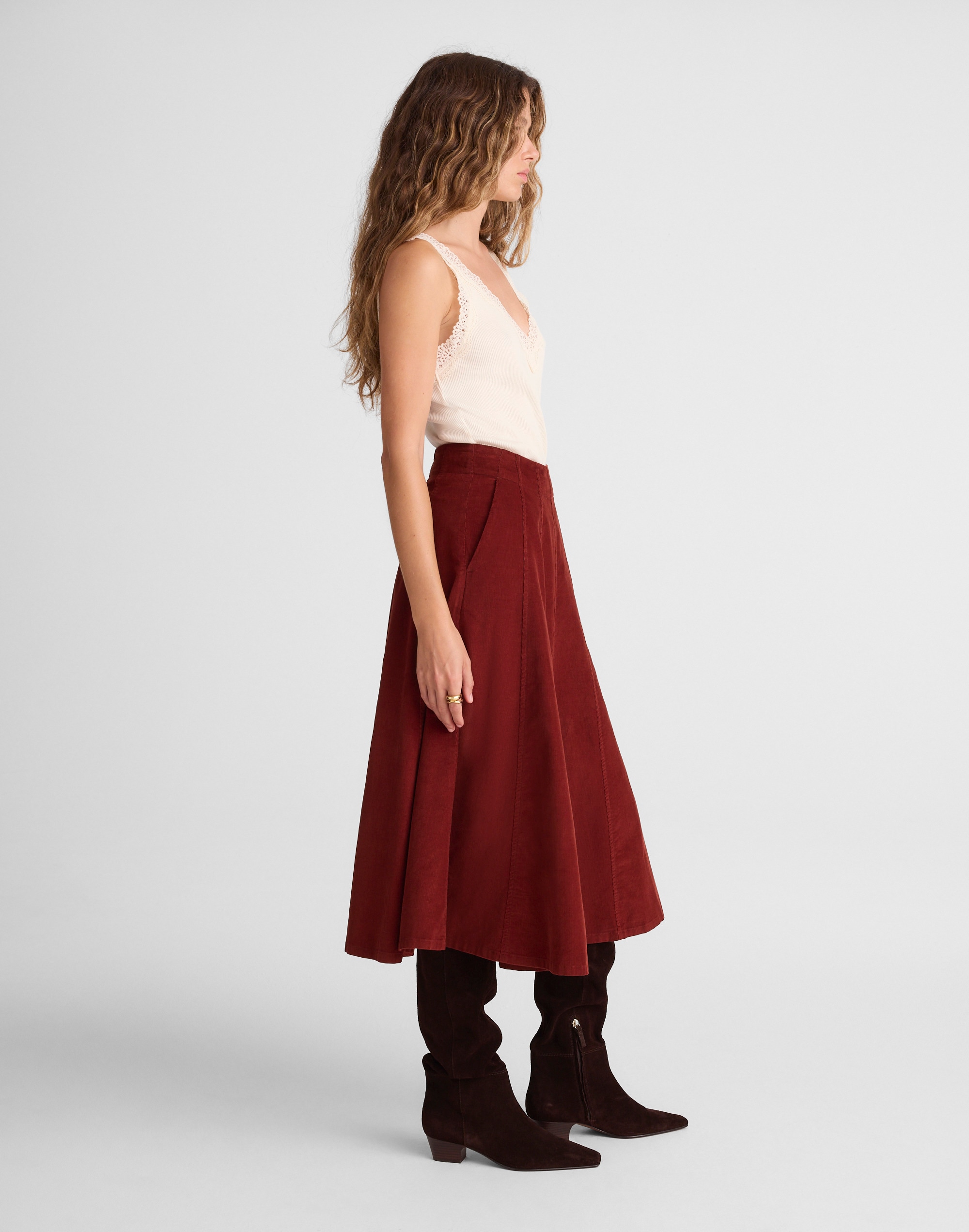 Drapey Corduroy Midi Skirt Alternate Image 3