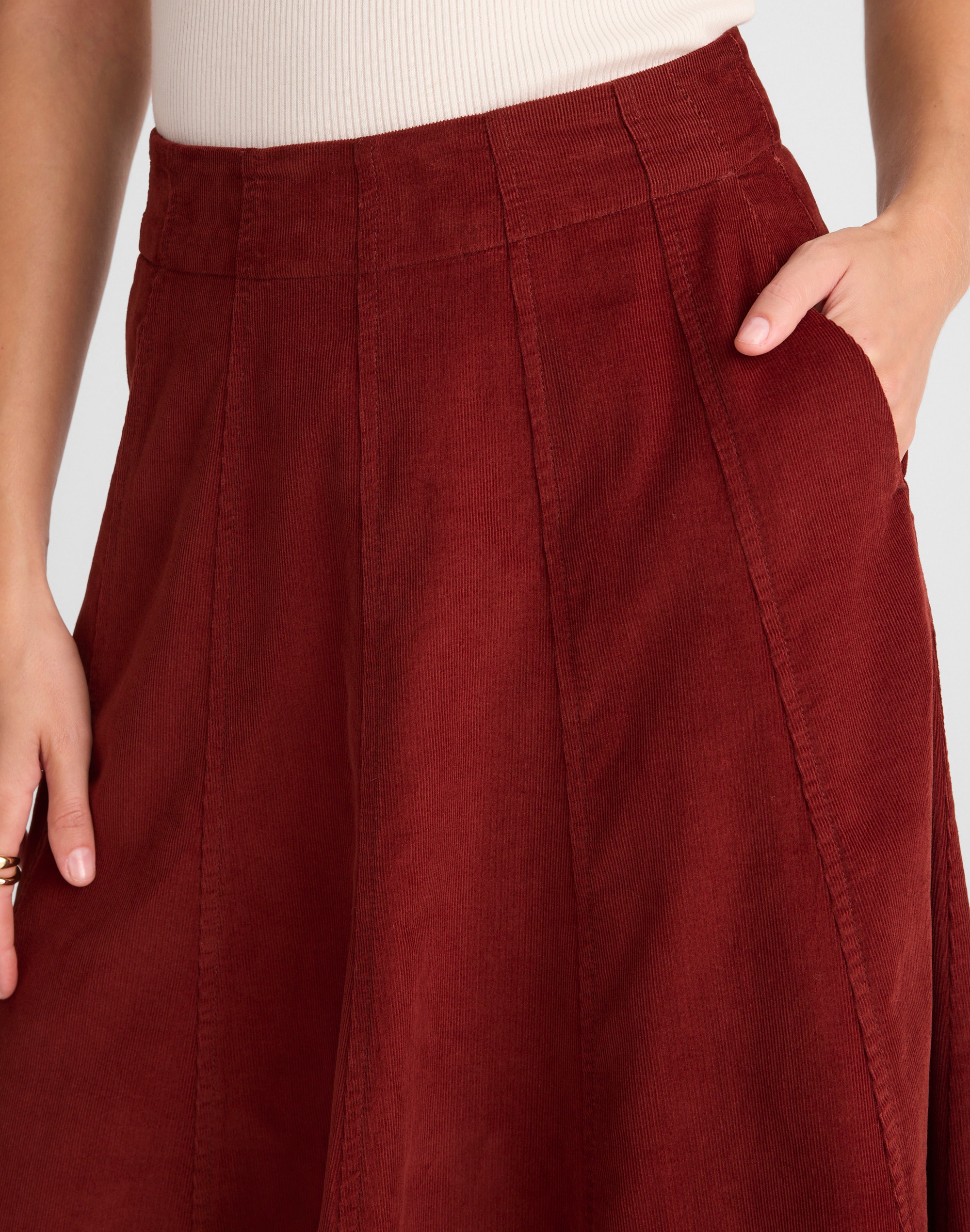Drapey Corduroy Midi Skirt Alternate Image 5