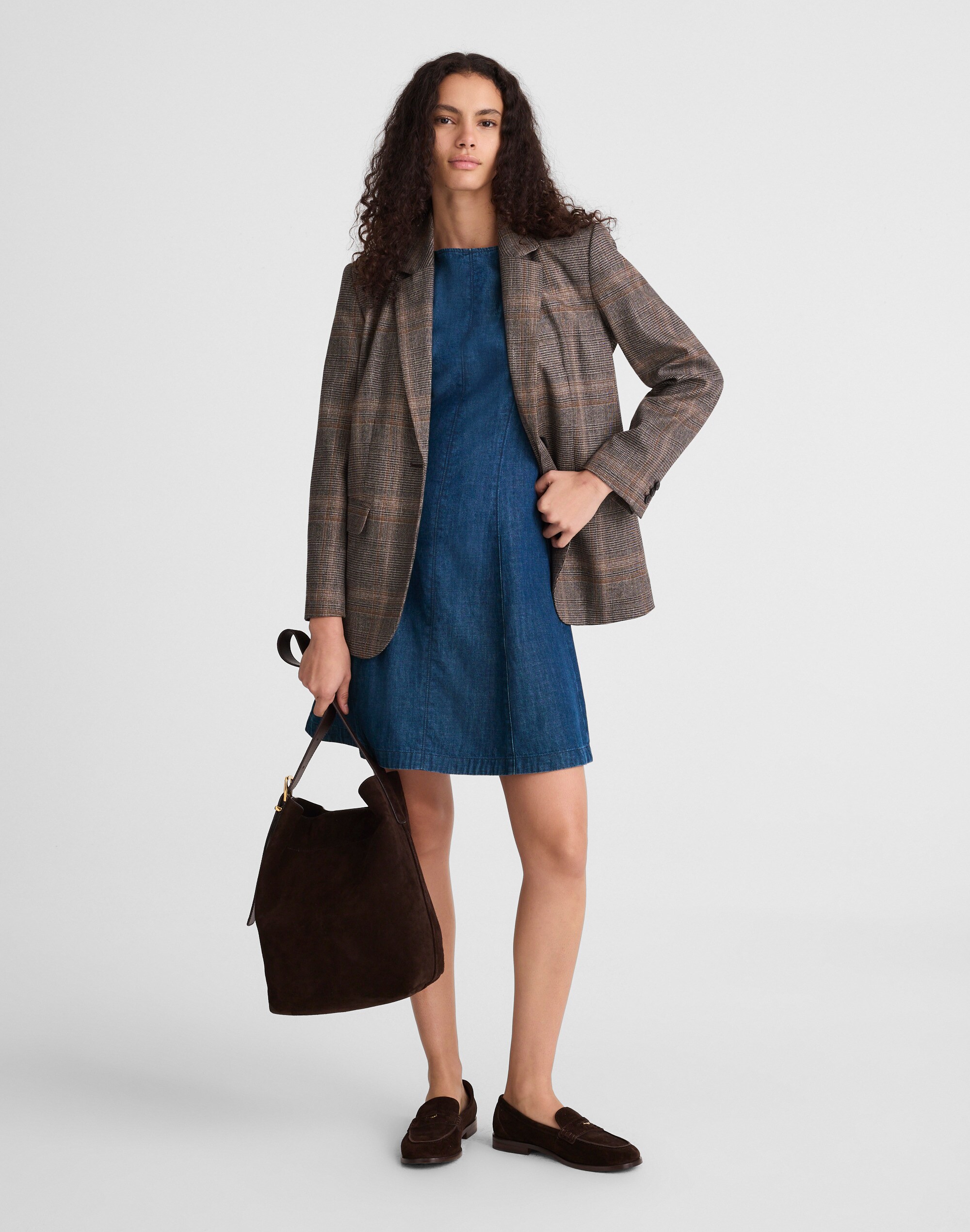 Denim Boatneck Mini Dress Alternate Image 1