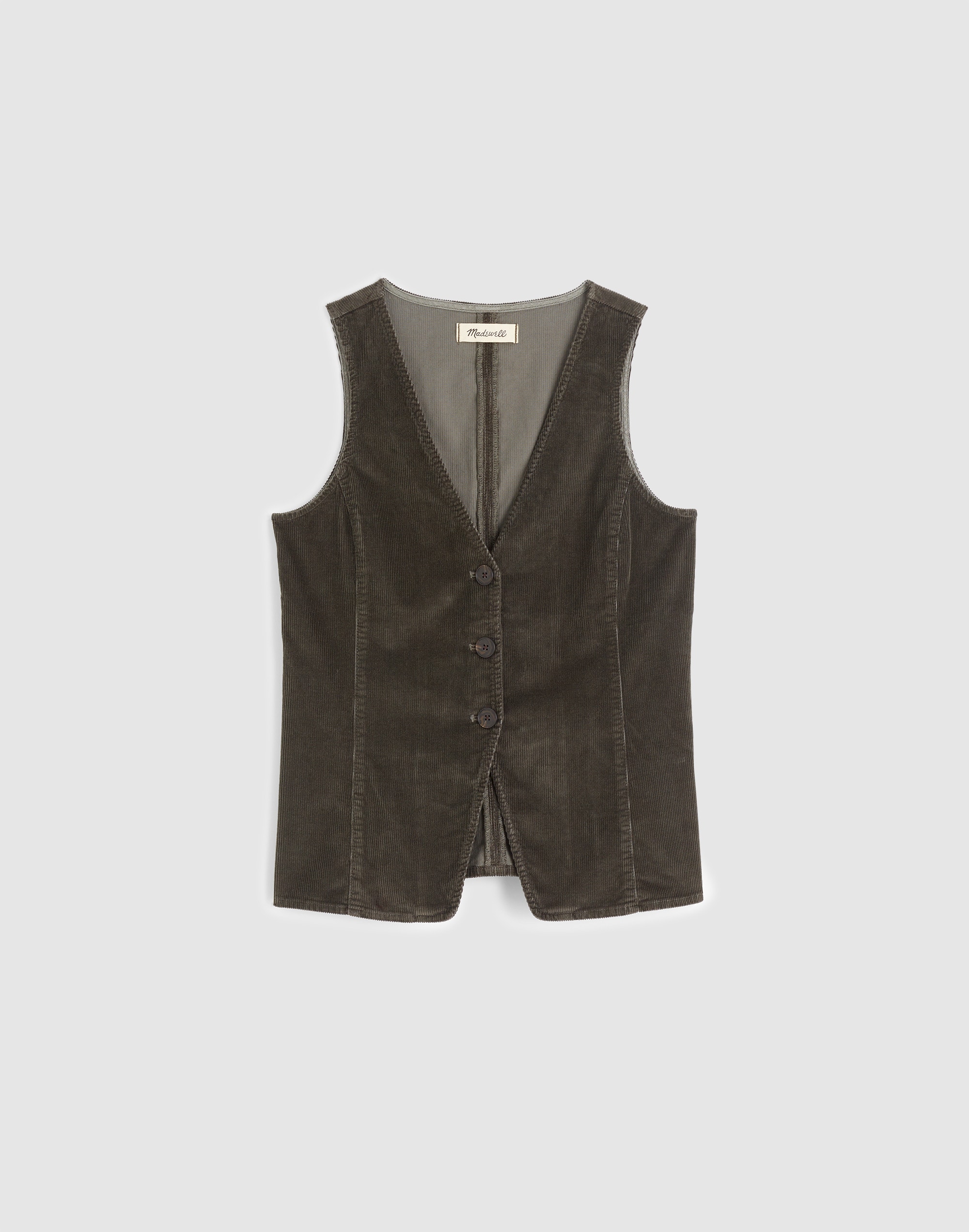 V-Neck Cutaway Vest in Corduroy