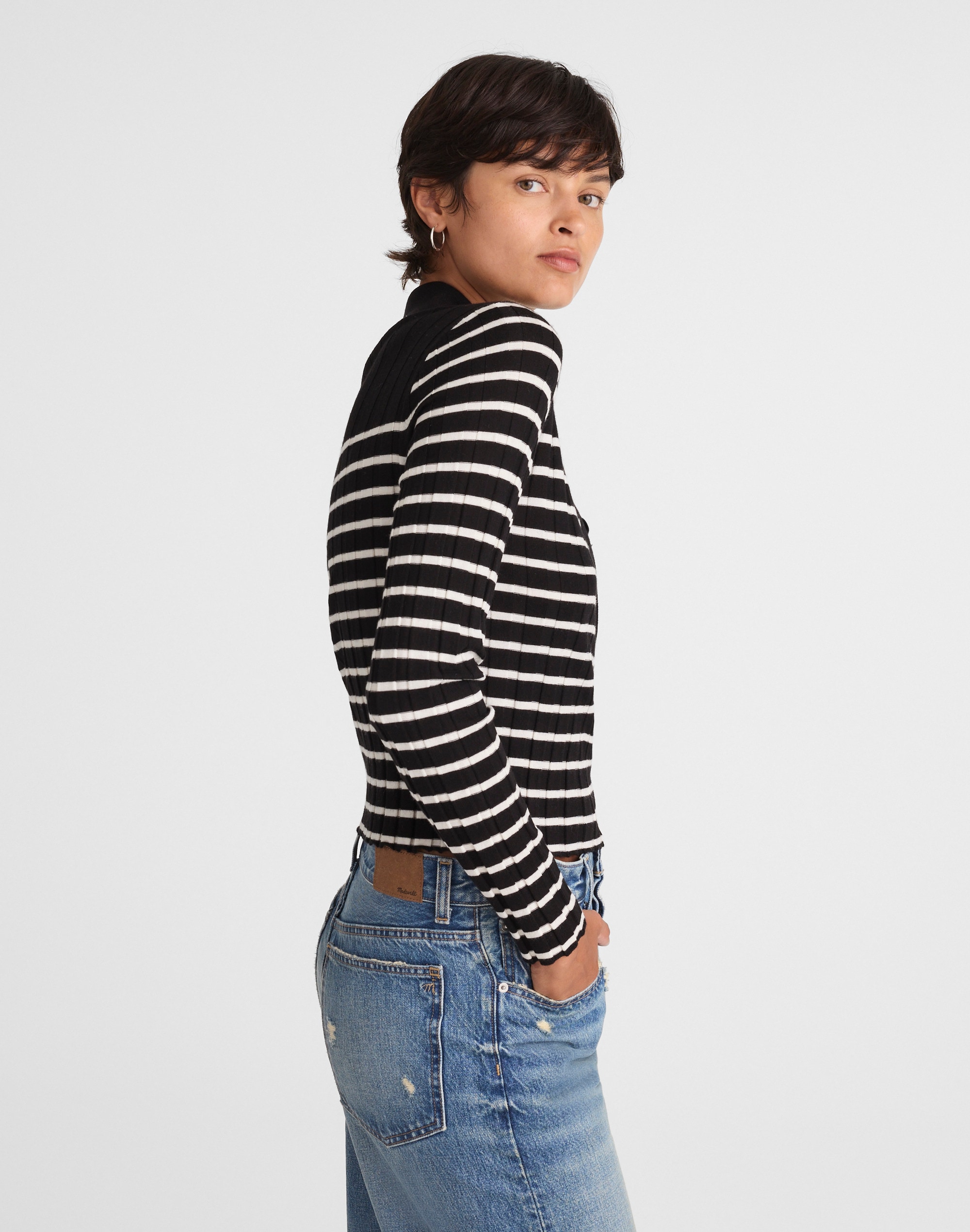 Ribbed Polo Sweater