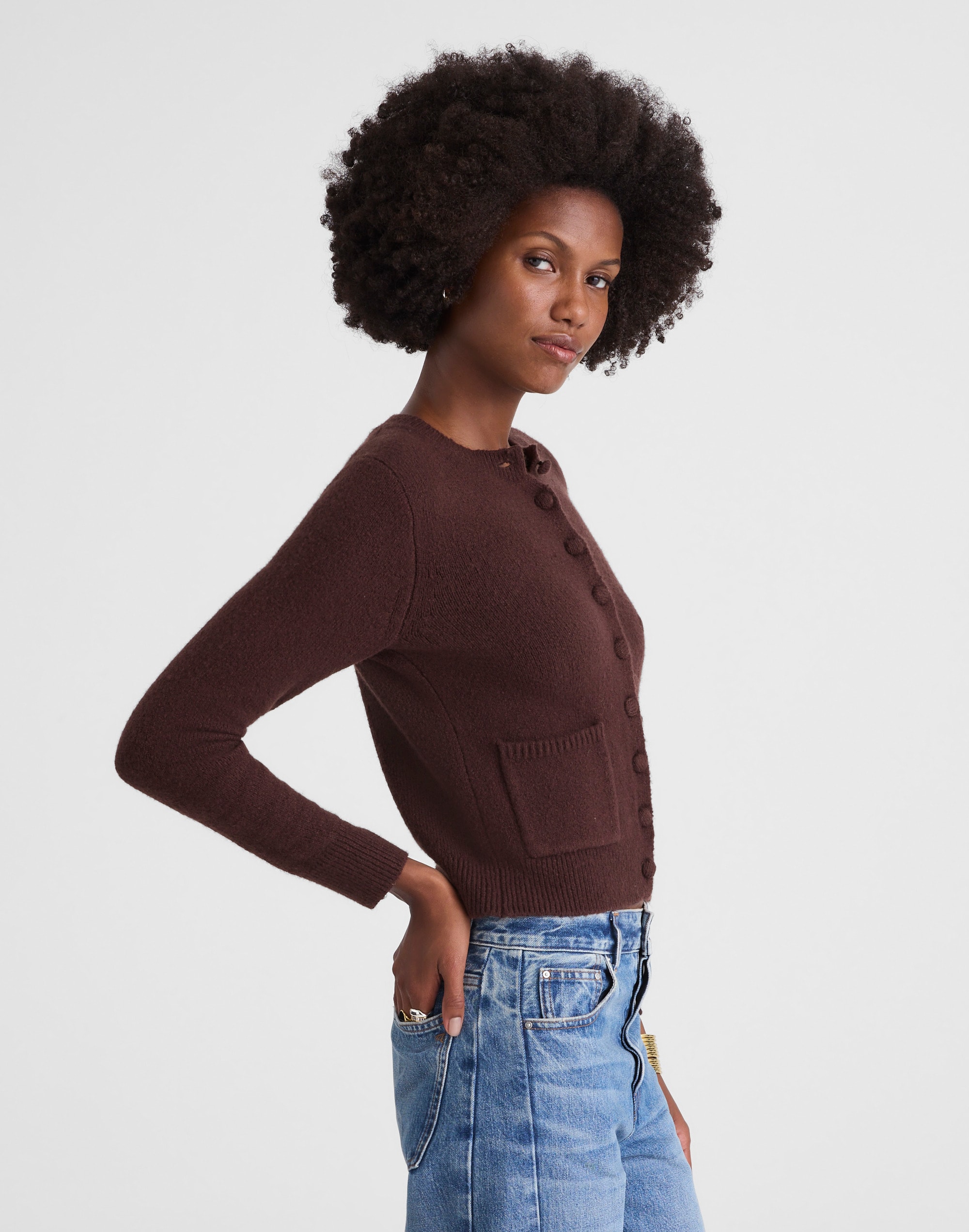 Patch-Pocket Cotton-Blend Cardigan