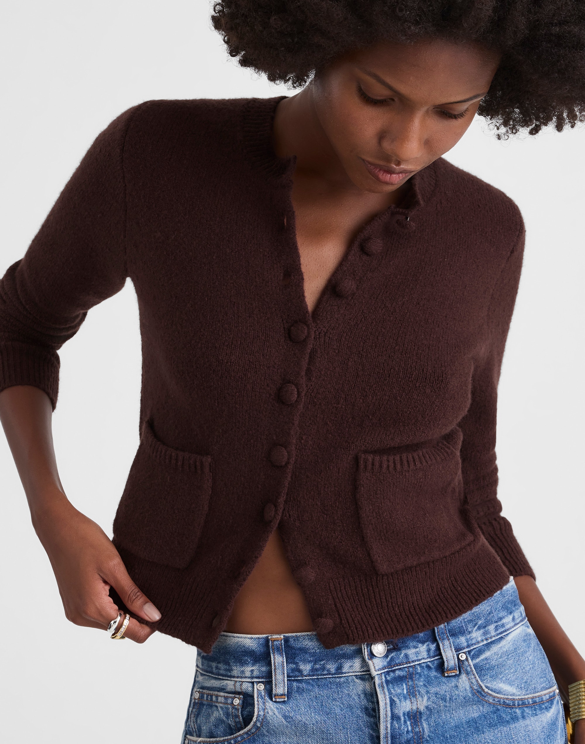 Patch-Pocket Cotton-Blend Cardigan