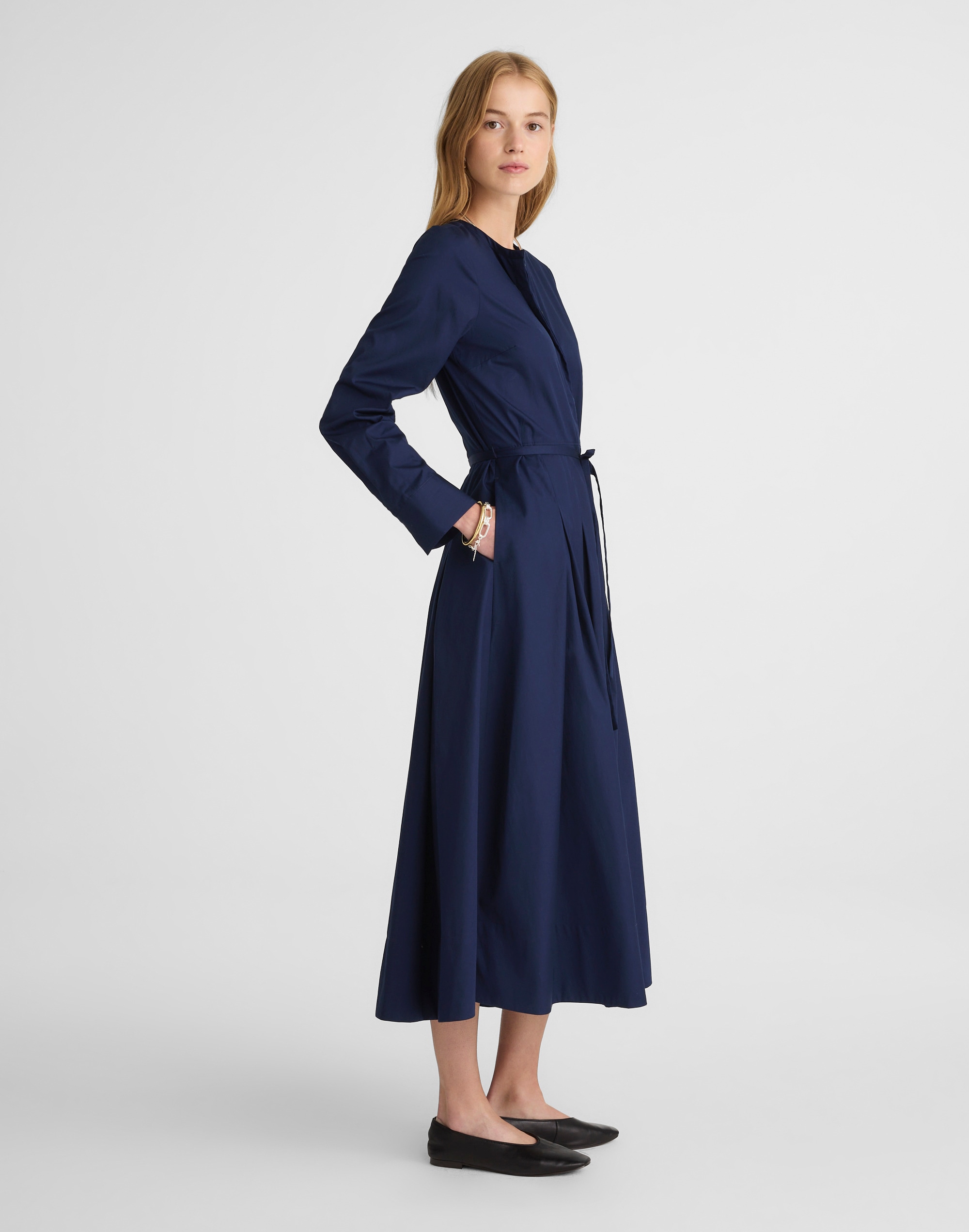Tie-Waist Midi Shirtdress