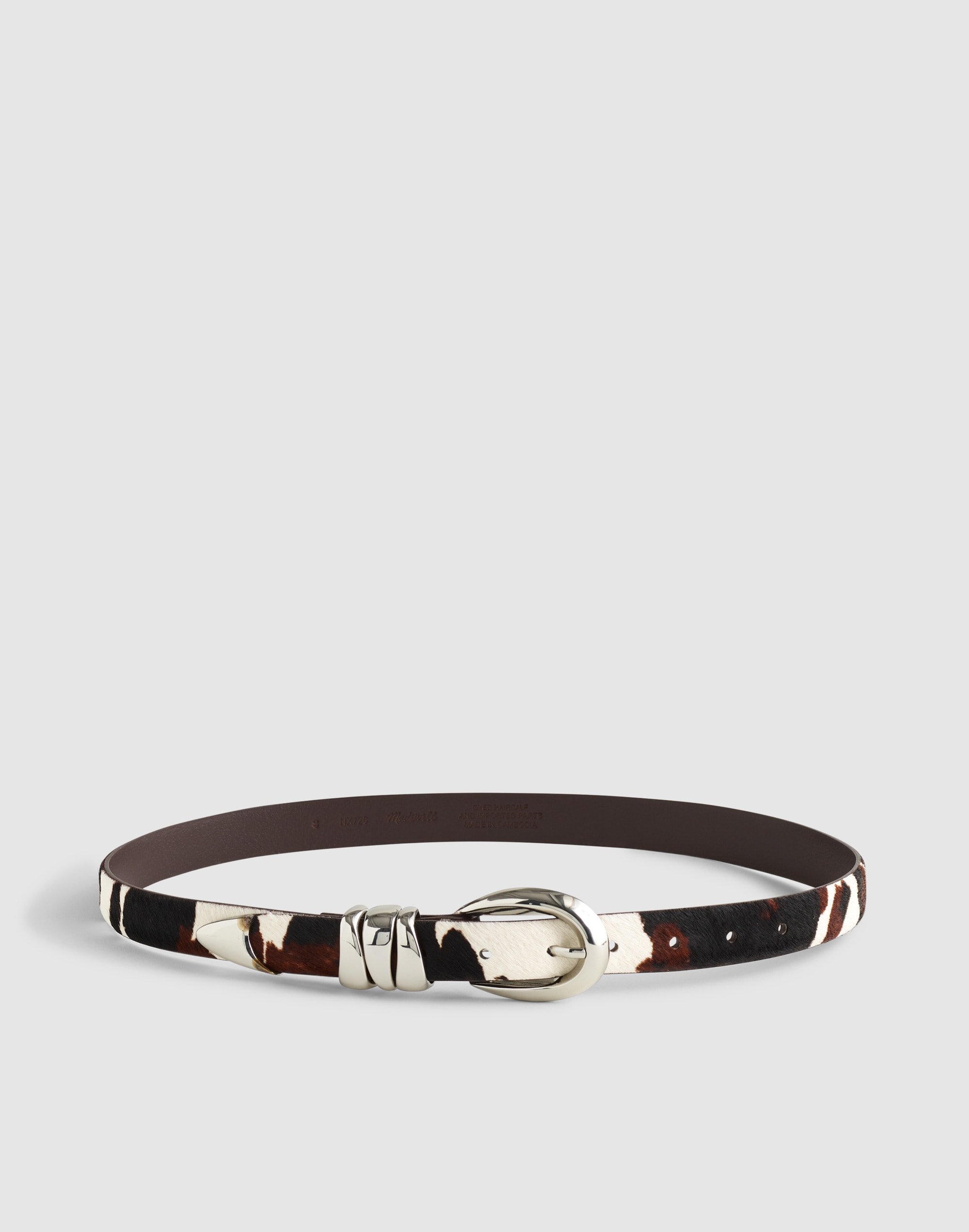 triple metal keeper belt in cowhide leather