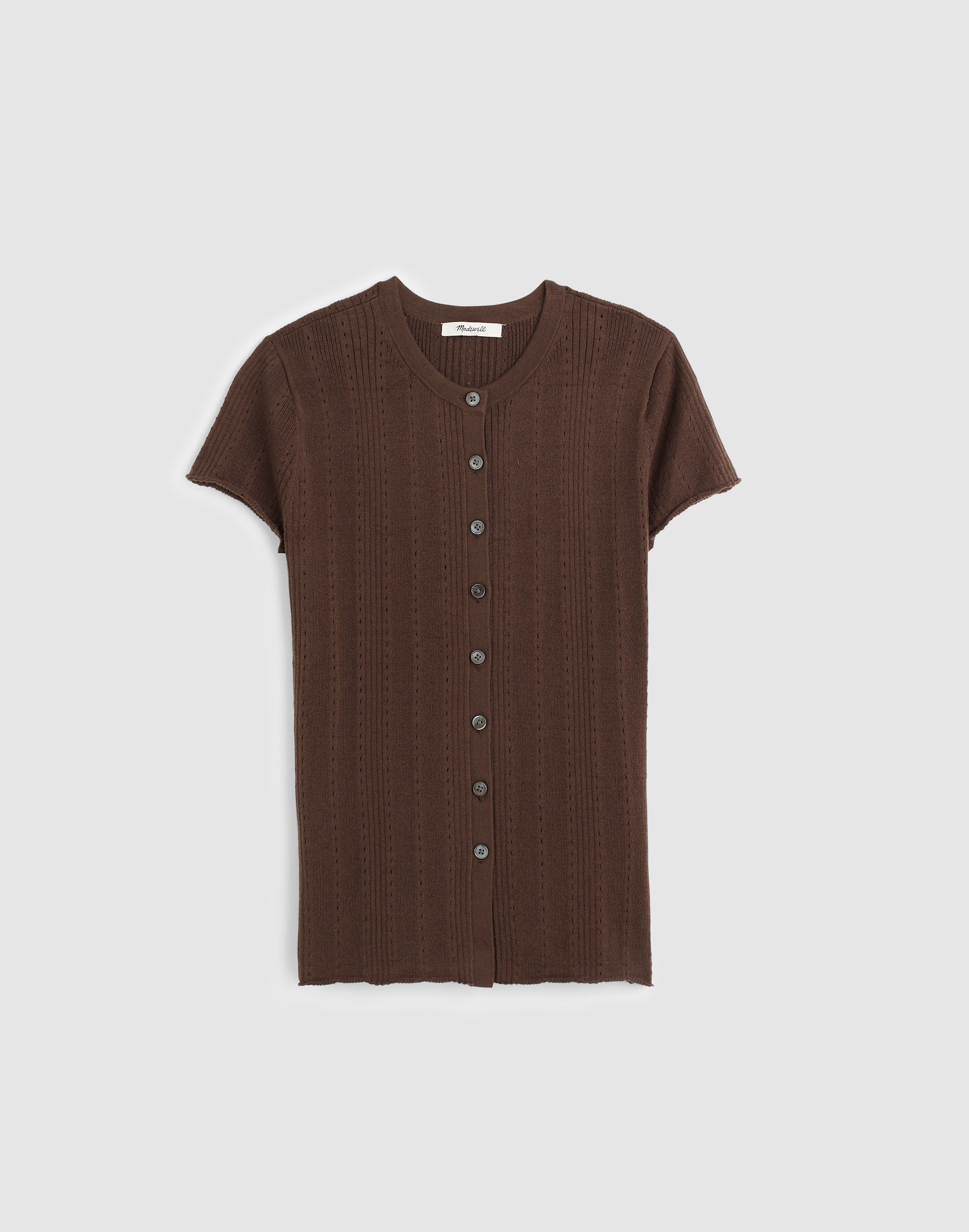 Cotton-Blend Pointelle Short-Sleeve Cardigan