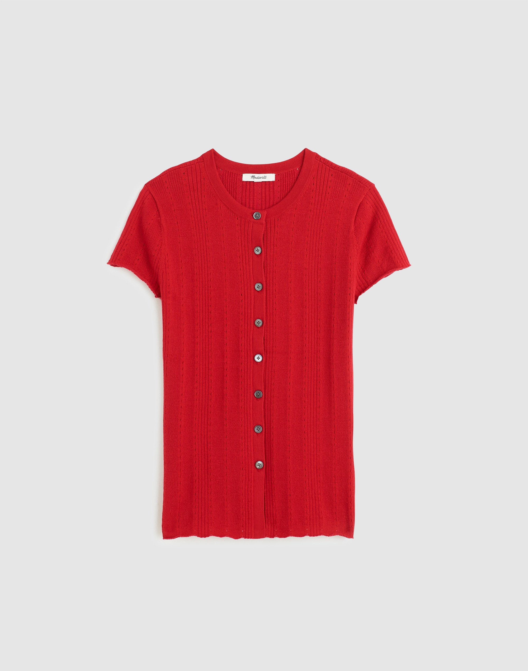 Cotton-Blend Pointelle Short-Sleeve Cardigan