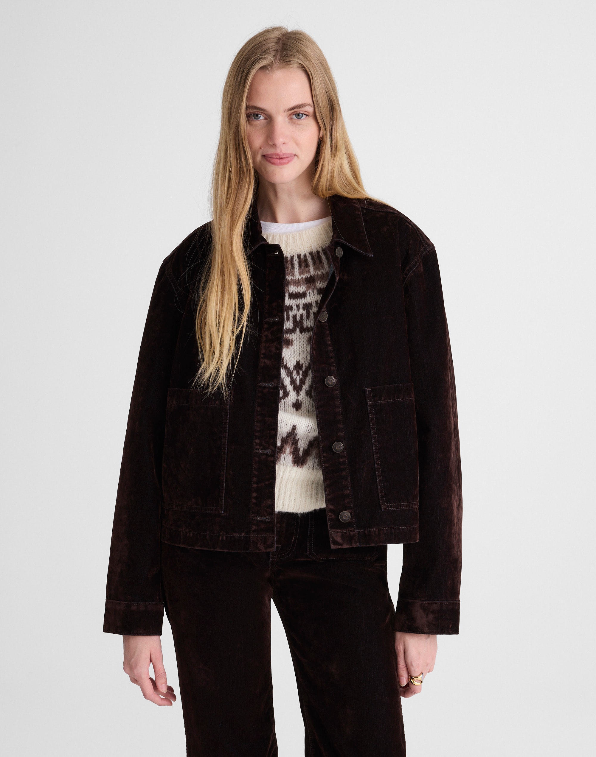 Flocked Denim Chore Jacket