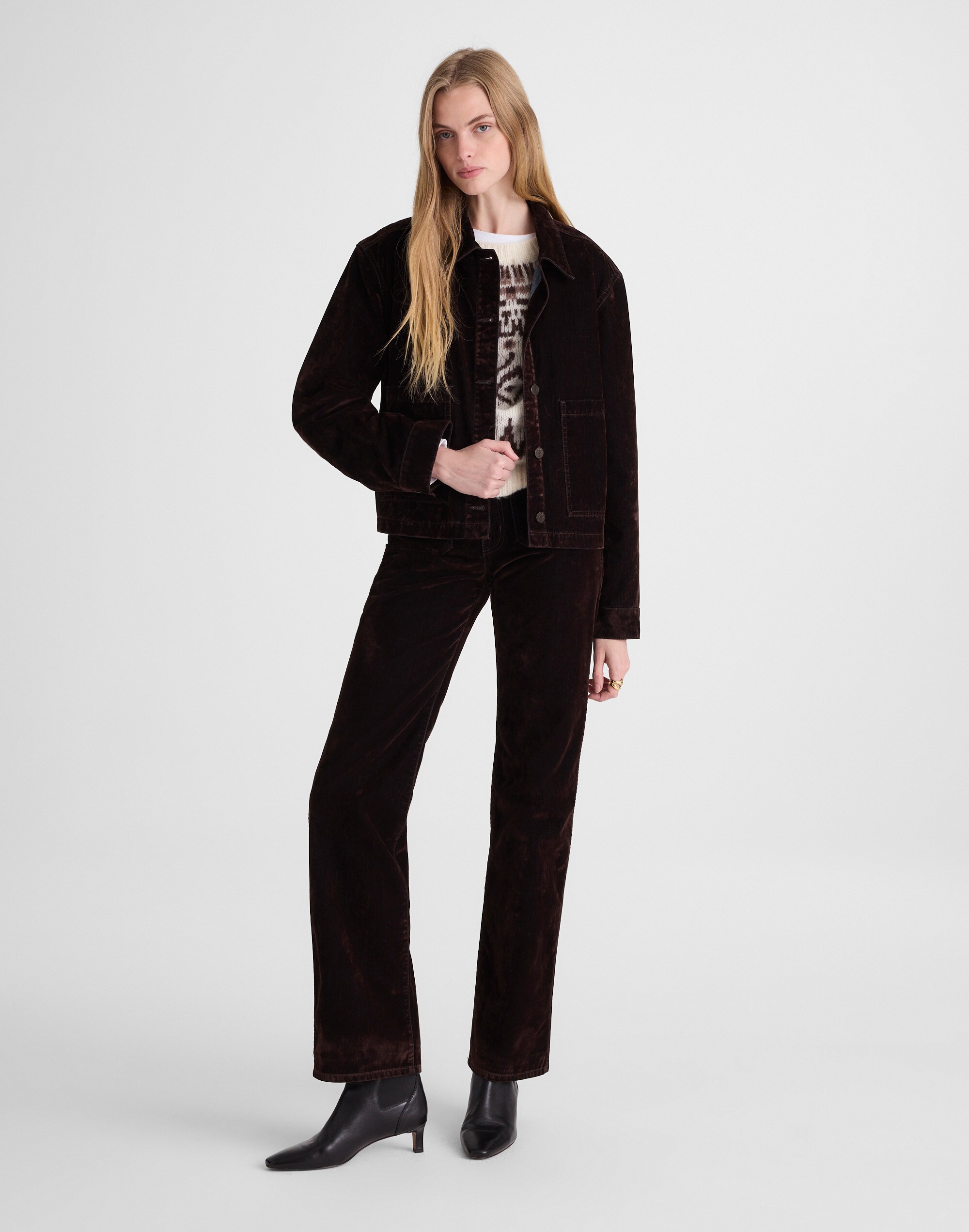 Flocked Denim Chore Jacket