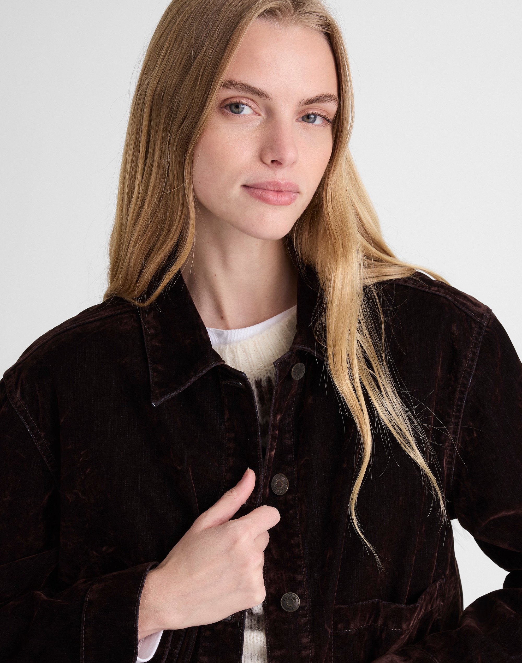 Madewell Flocked Denim Chore Jacket In Black
