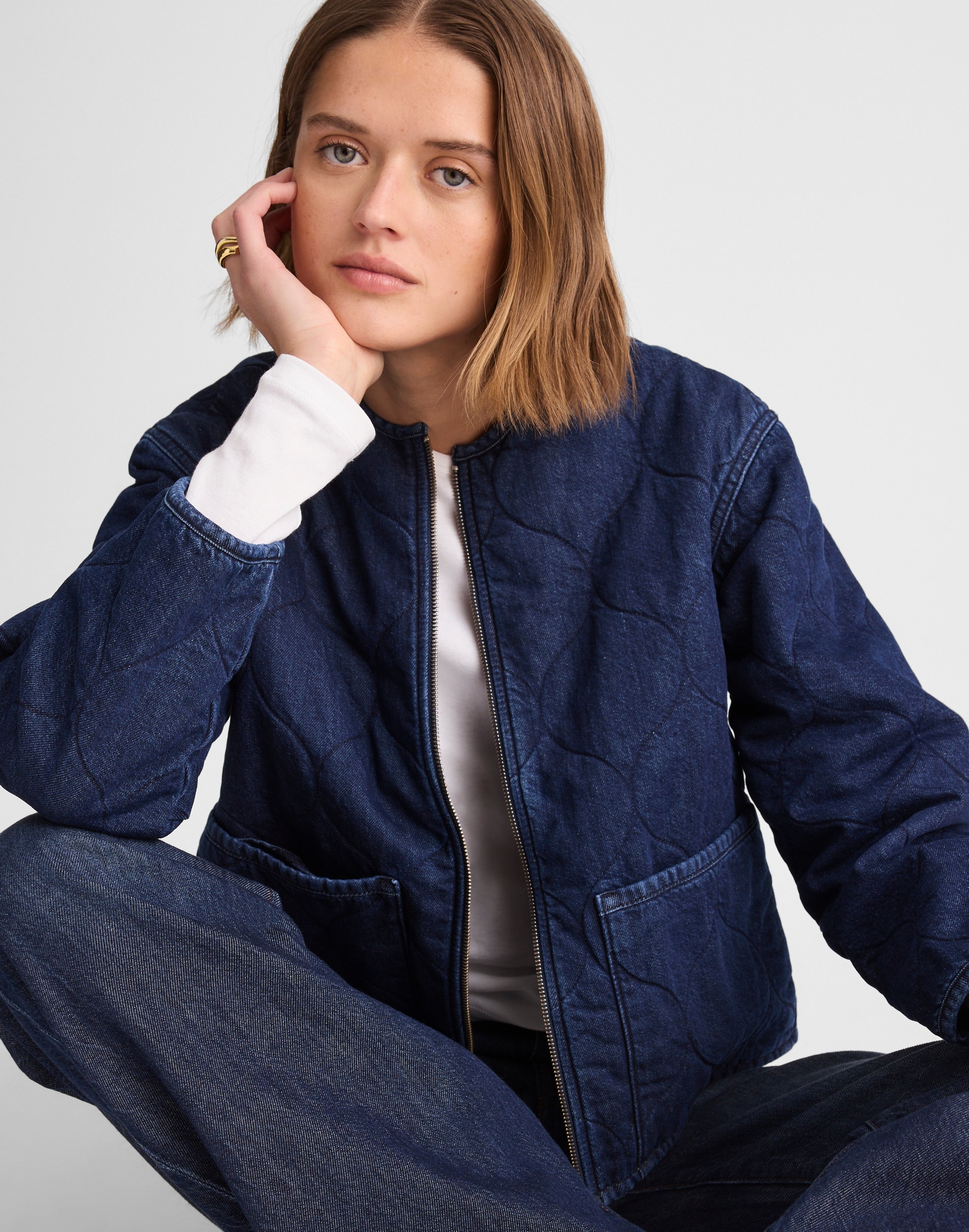 Madewell Quilted Denim Jacket In Blue