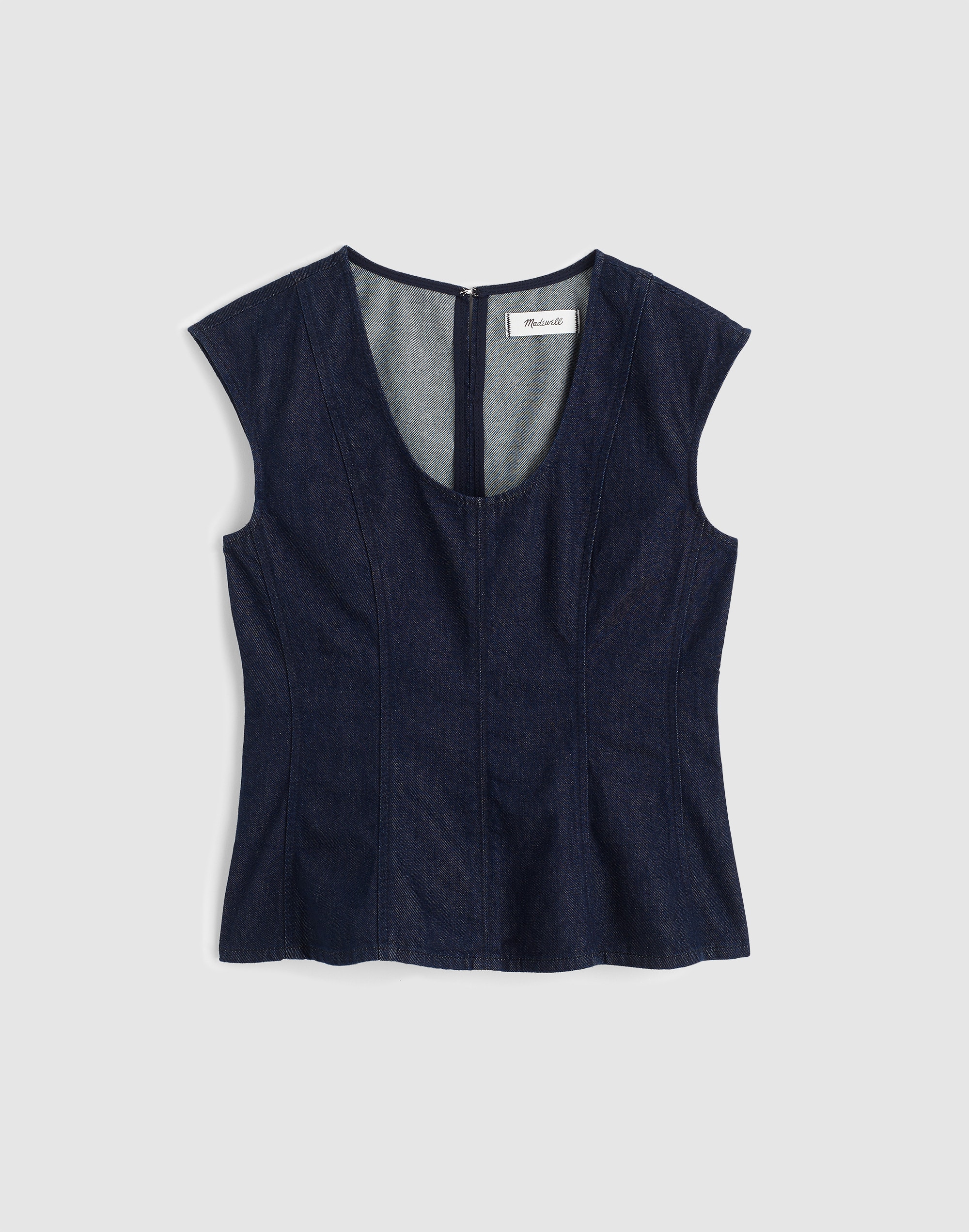Denim Seamed Scoopneck Top Rinse Wash