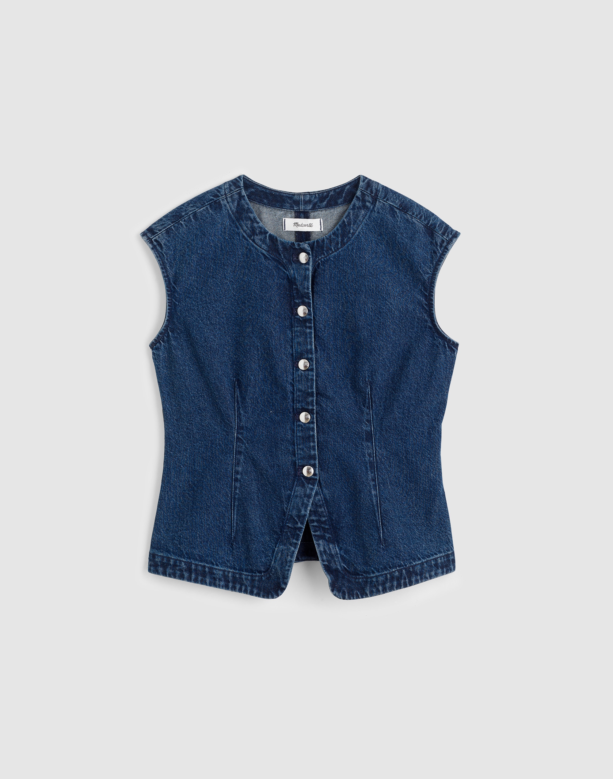 Denim Cap-Sleeve Vest in McKinney Wash
