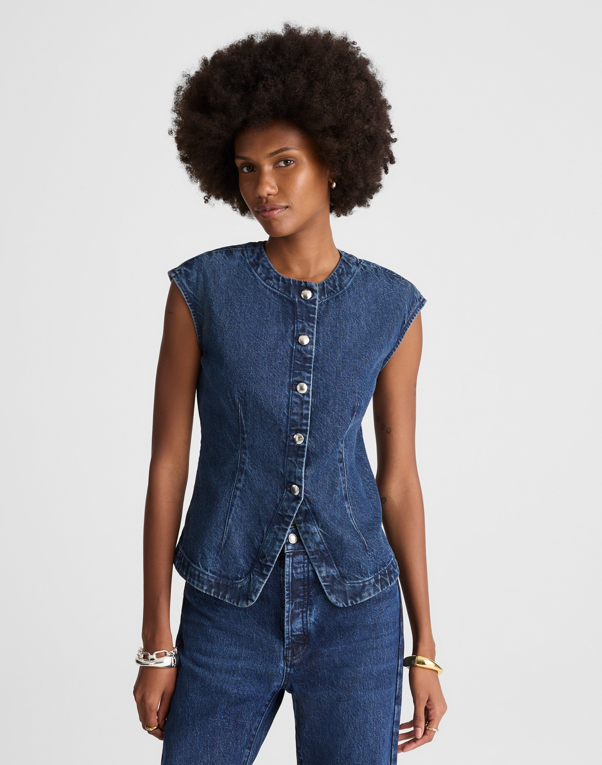 Madewell Denim Cap-sleeve Vest