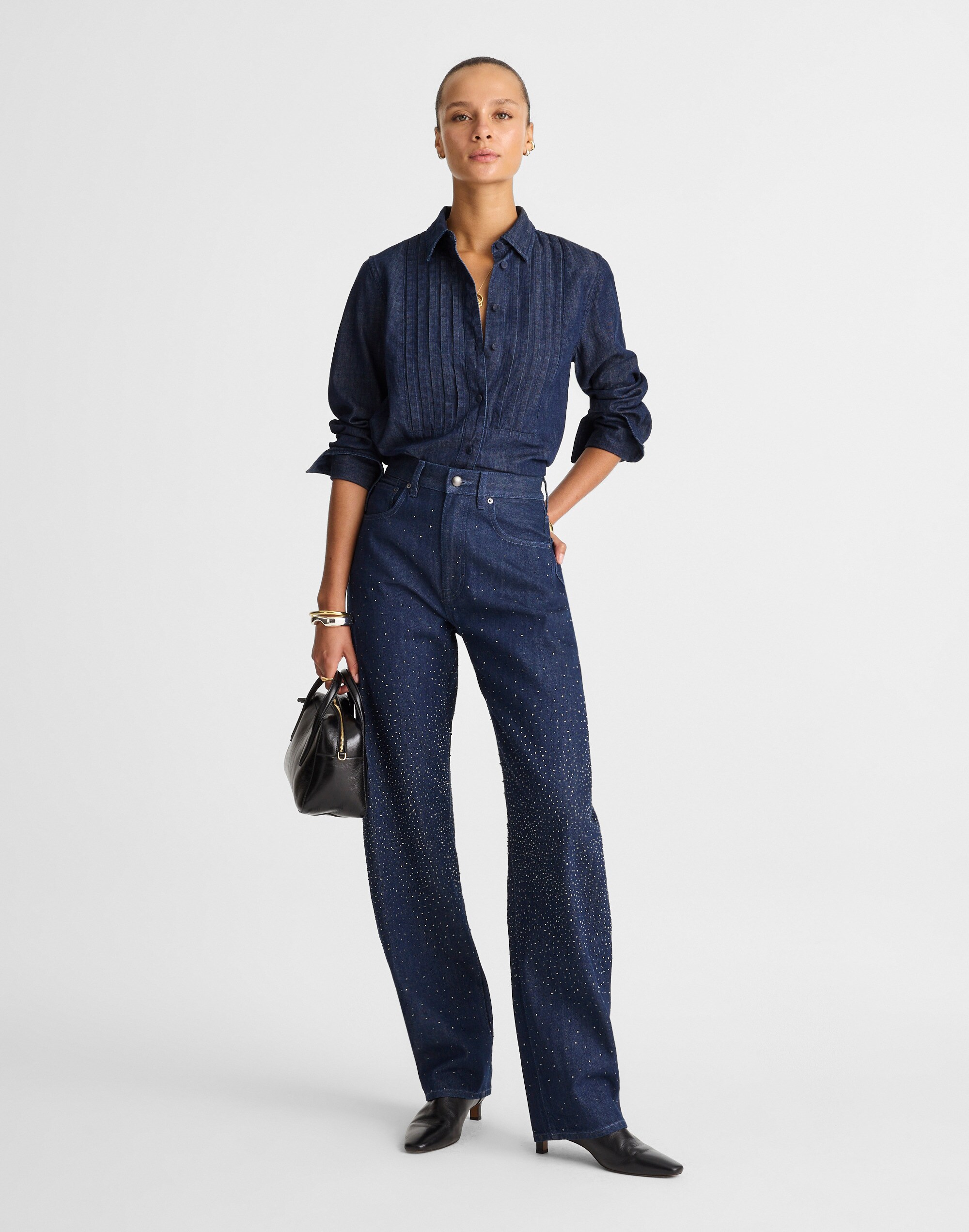 Madewell Denim Tuxedo Shirt In Blue
