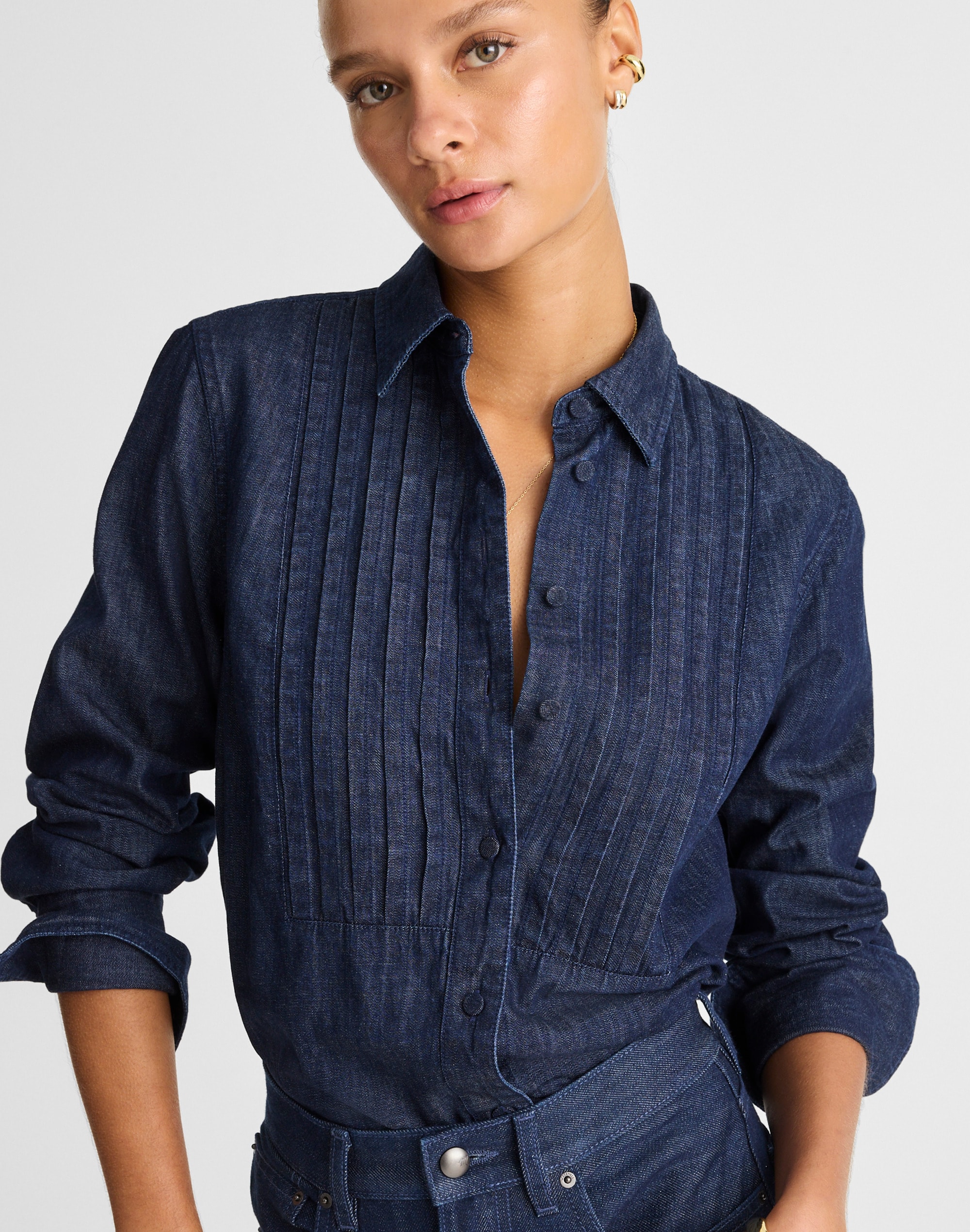 Madewell Denim Tuxedo Shirt In Blue