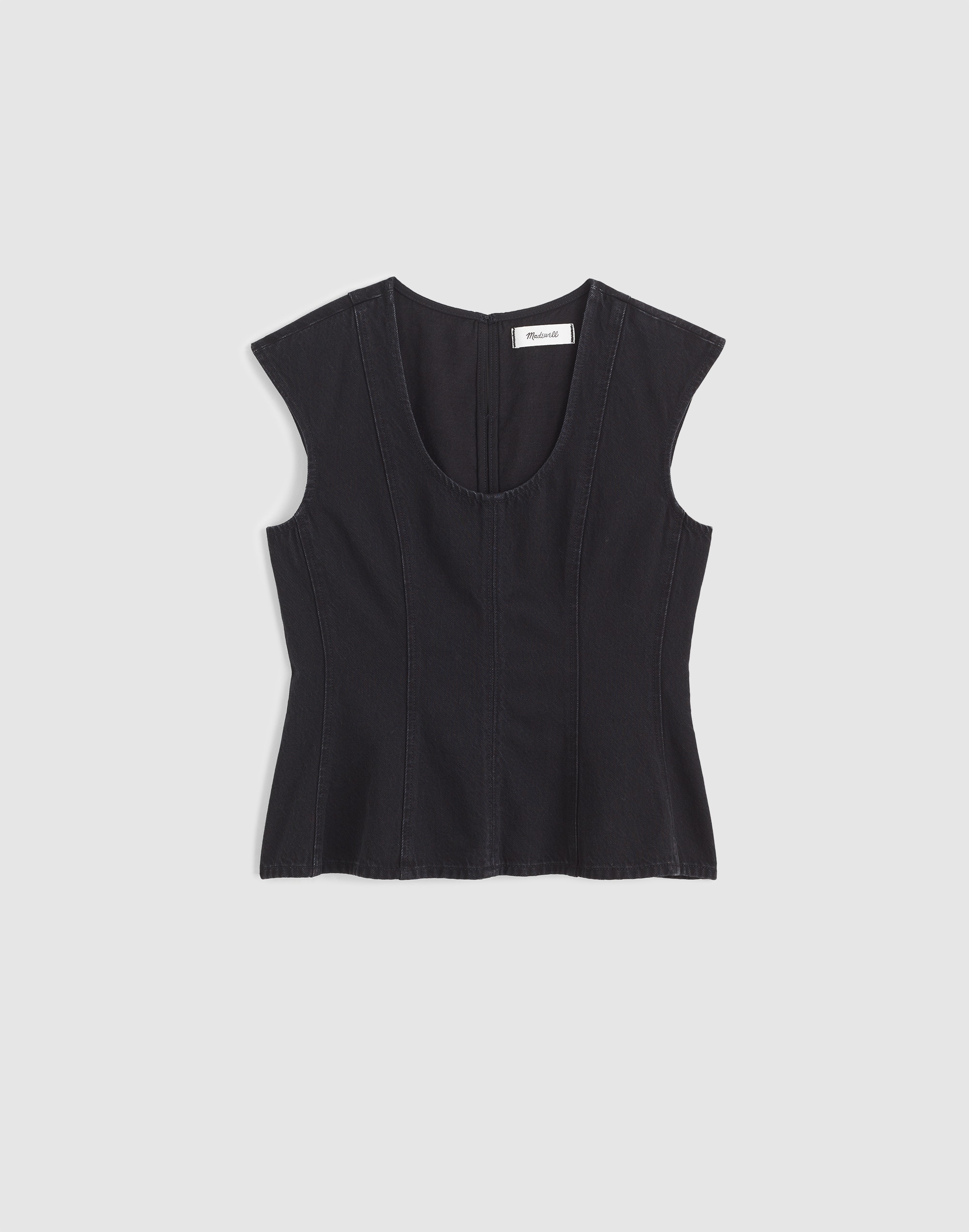 Airy Denim Seamed Scoopneck Top