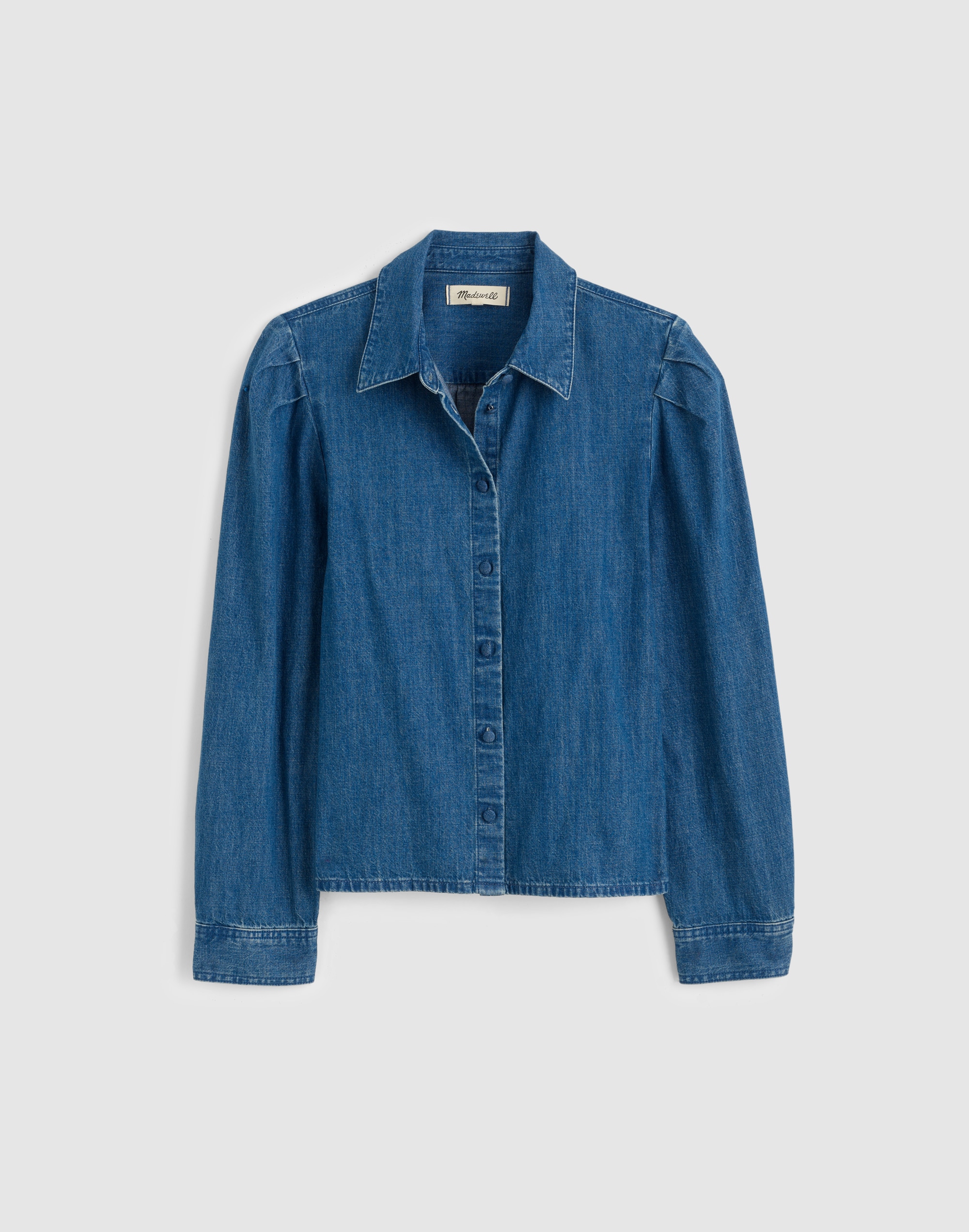 Denim Puff-Sleeve Shirt in Petersburg Wash
