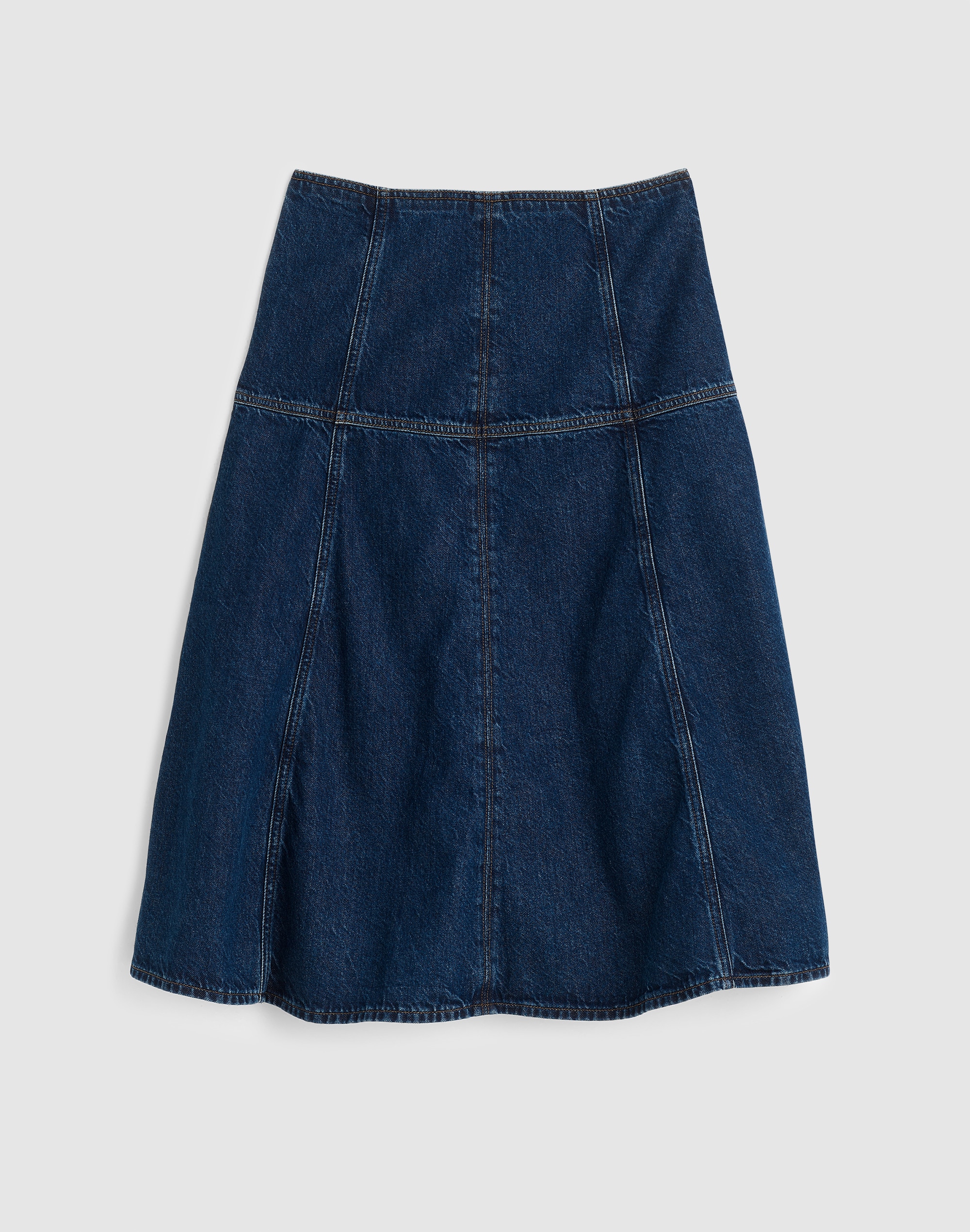 Denim Drop-Waist Midi Skirt McKinney Wash