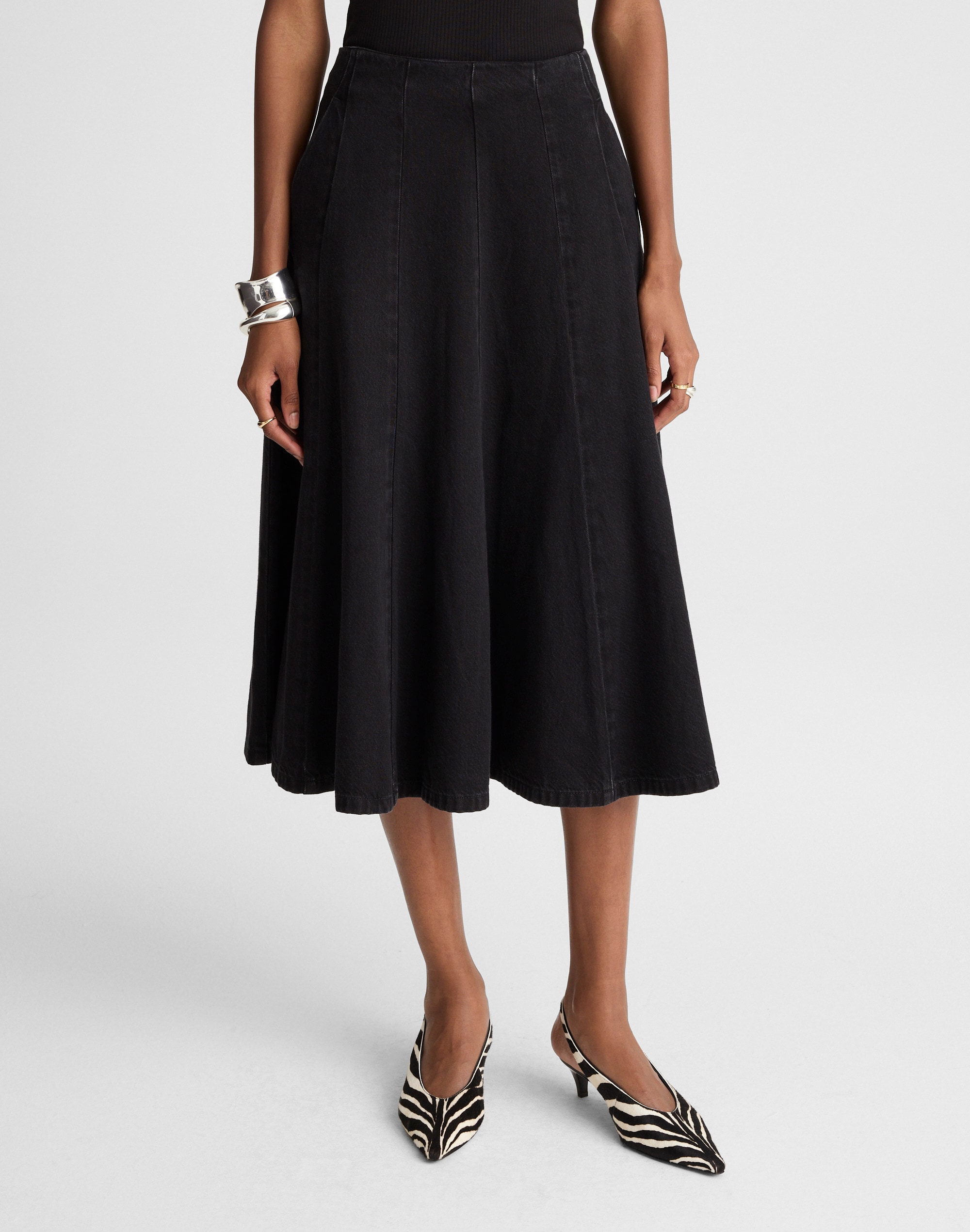 Madewell Airy Denim Circle Skirt In Black