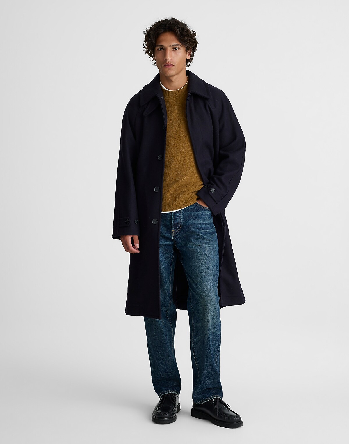 Officer Coat in Italian Melton Wool Blend