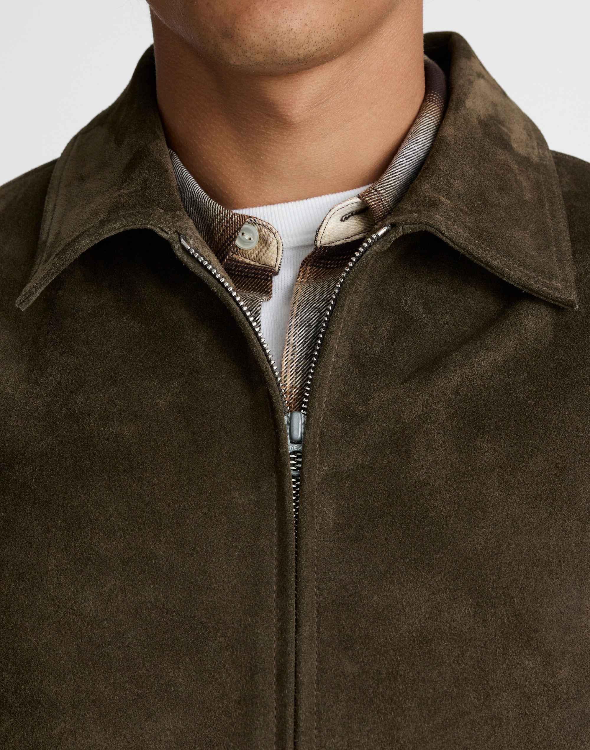 Zip-Front Jacket Suede