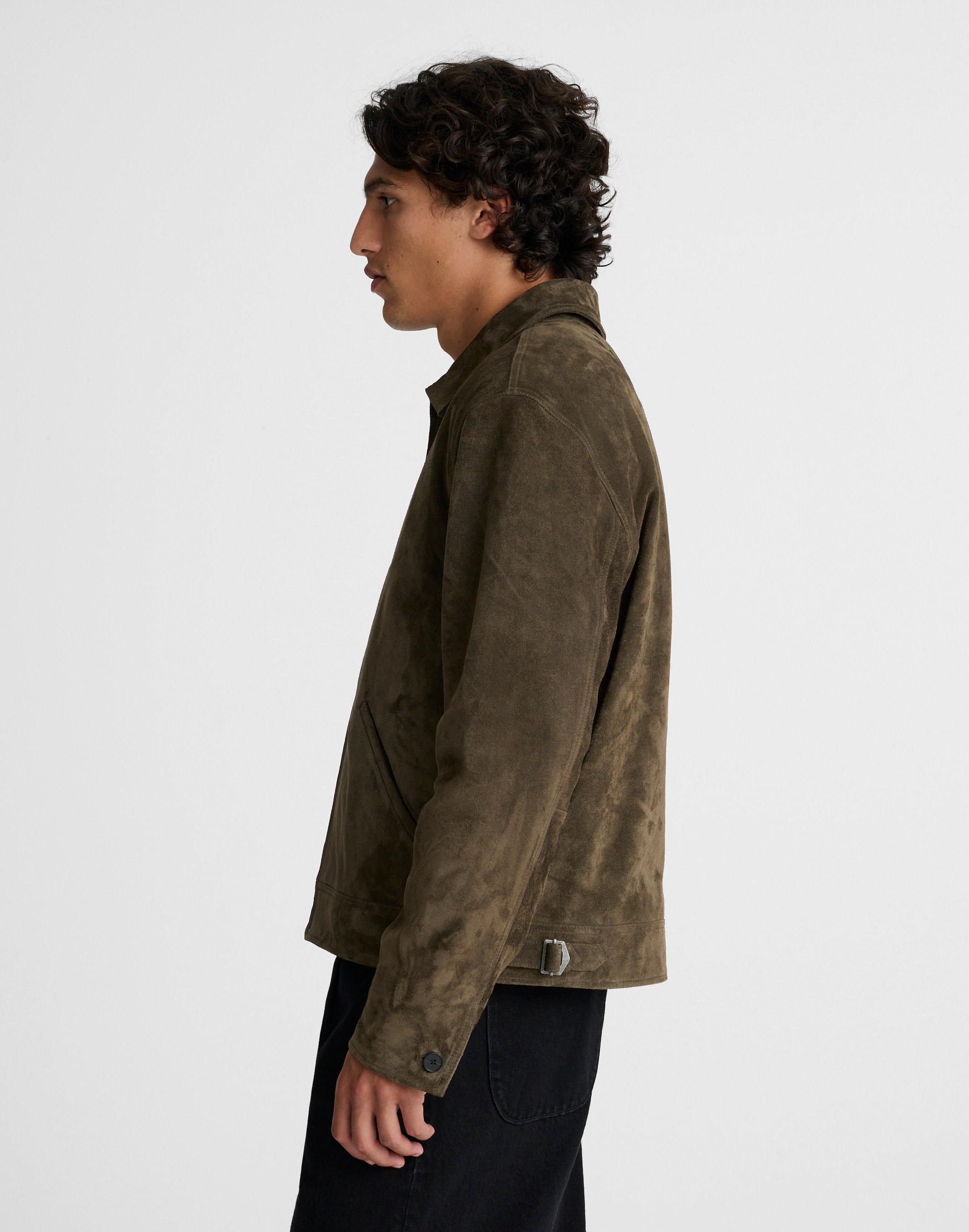 Zip-Front Jacket Suede